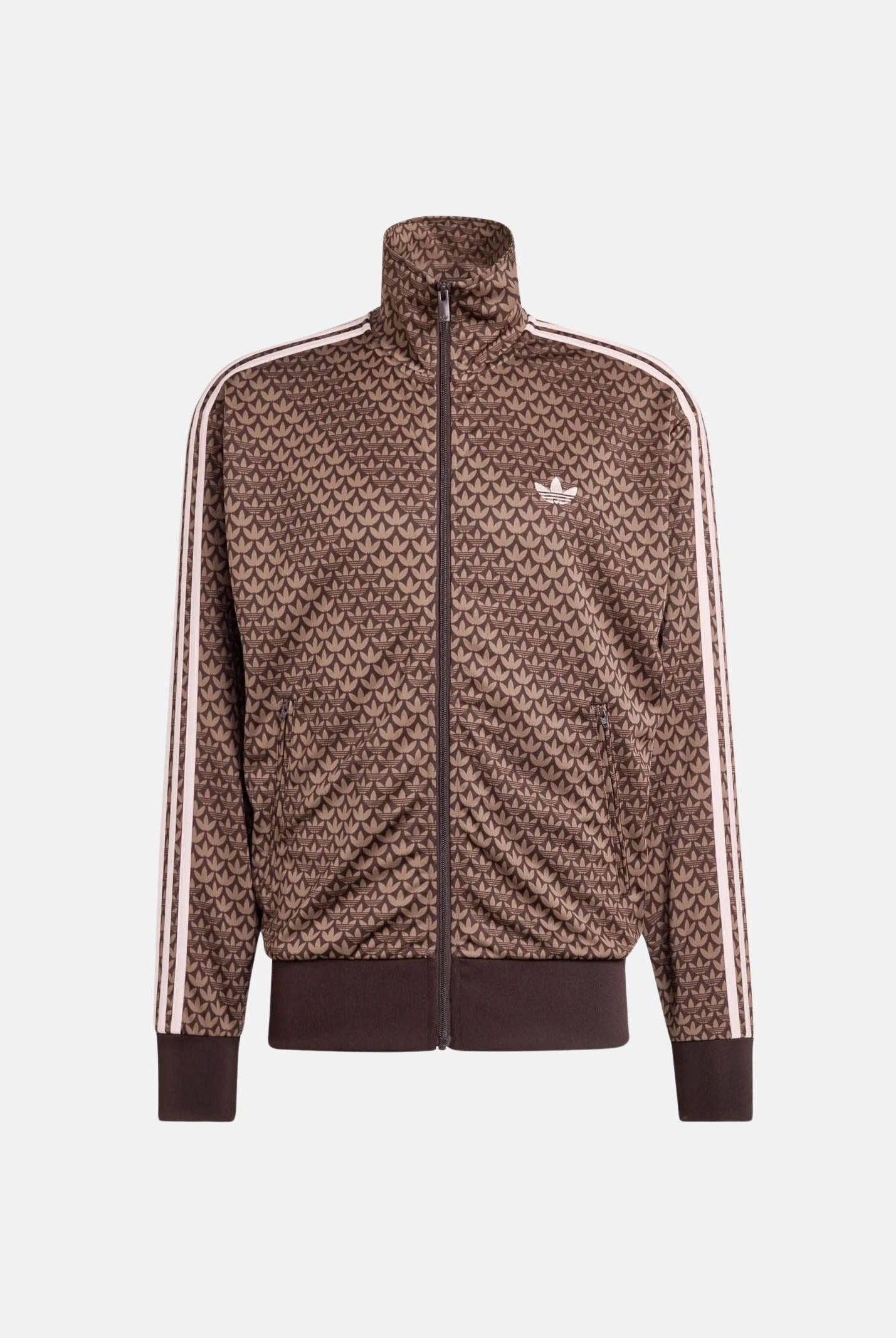 ADIDAS ORIGINALS Felpa con zip FIREBIRD LOOSE MONOGRAM marrone e rosa per uomo e donna <BR/> KE1677 . ADIDAS ORIGINALS