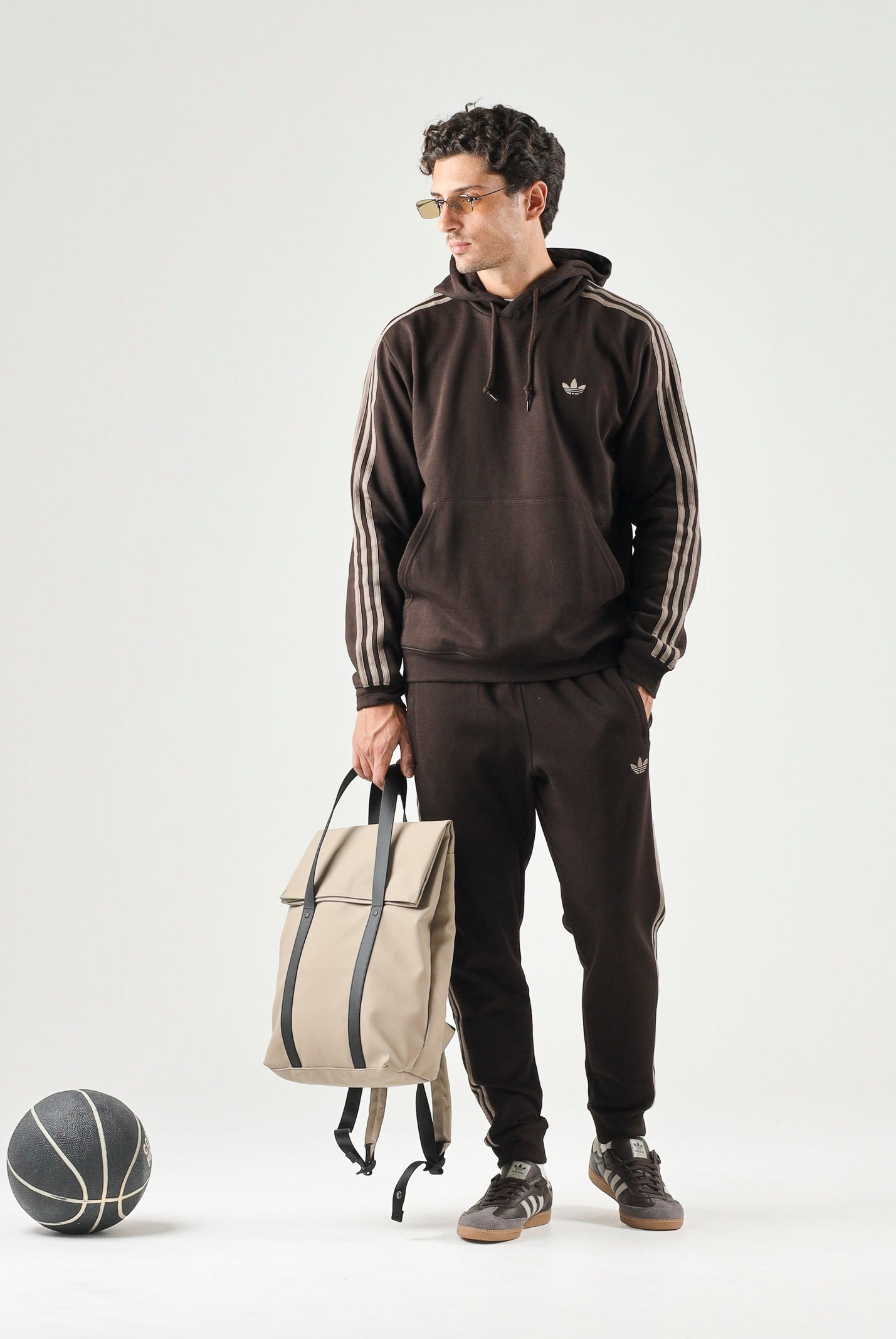 ADIDAS ORIGINALS Felpa HOODIE 3 STRIPES Aurora Coffee marrone uomo. KE1685 . ADIDAS ORIGINALS