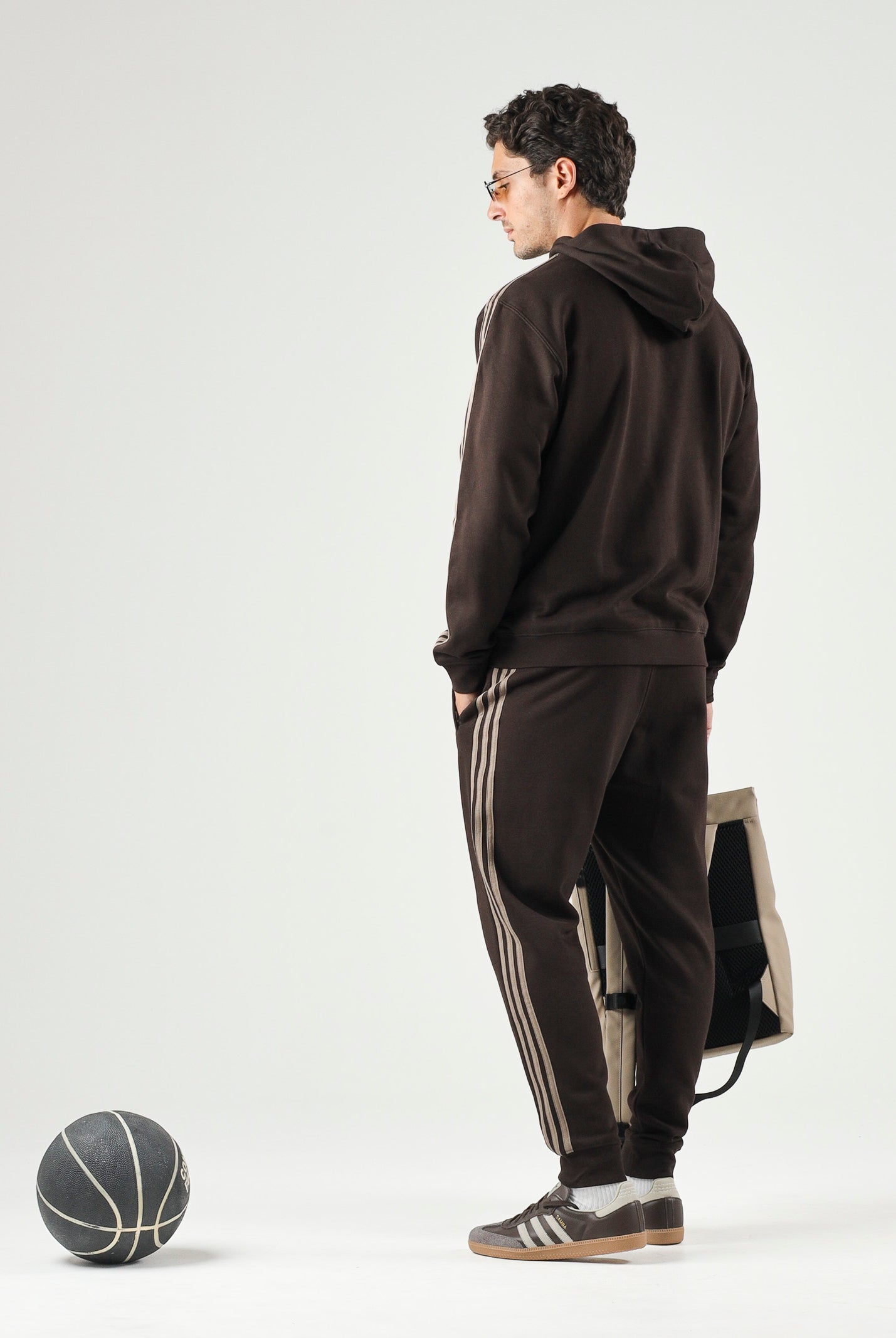 ADIDAS ORIGINALS Felpa HOODIE 3 STRIPES Aurora Coffee marrone uomo. KE1685 . ADIDAS ORIGINALS