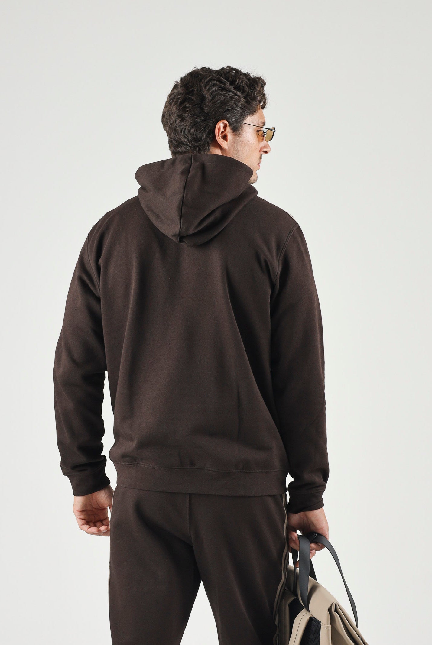 ADIDAS ORIGINALS Felpa HOODIE 3 STRIPES Aurora Coffee marrone uomo. KE1685 . ADIDAS ORIGINALS