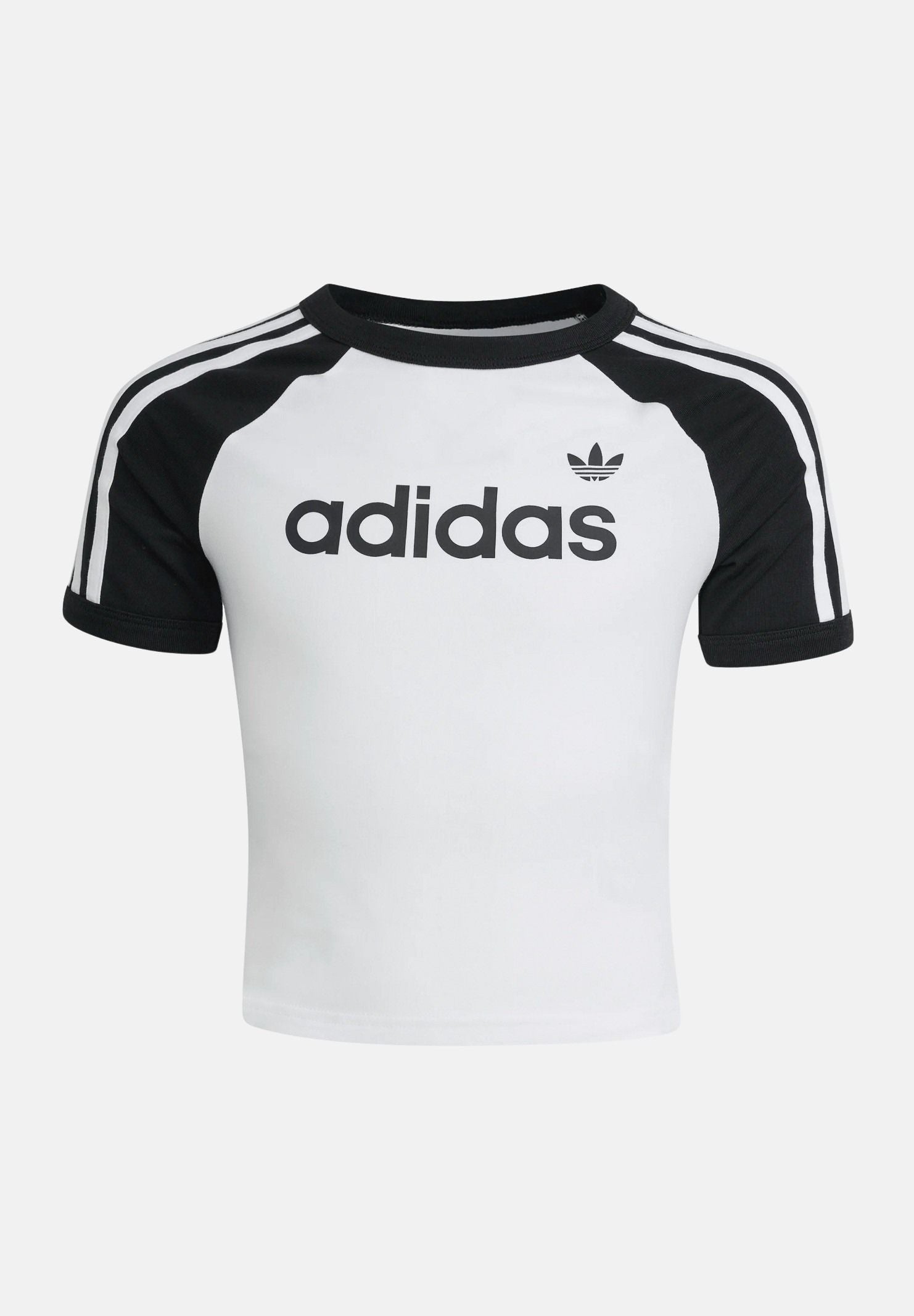 ADIDAS ORIGINALS T-shirt a manica corta 3-Stripes bianca e nera da bambina KE2945 . ADIDAS ORIGINALS