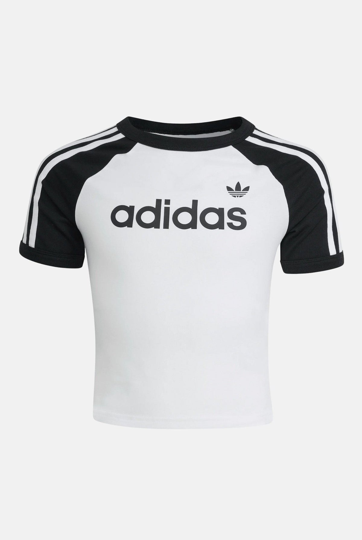 ADIDAS ORIGINALS T-shirt a manica corta 3-Stripes bianca e nera da bambina KE2945 . ADIDAS ORIGINALS