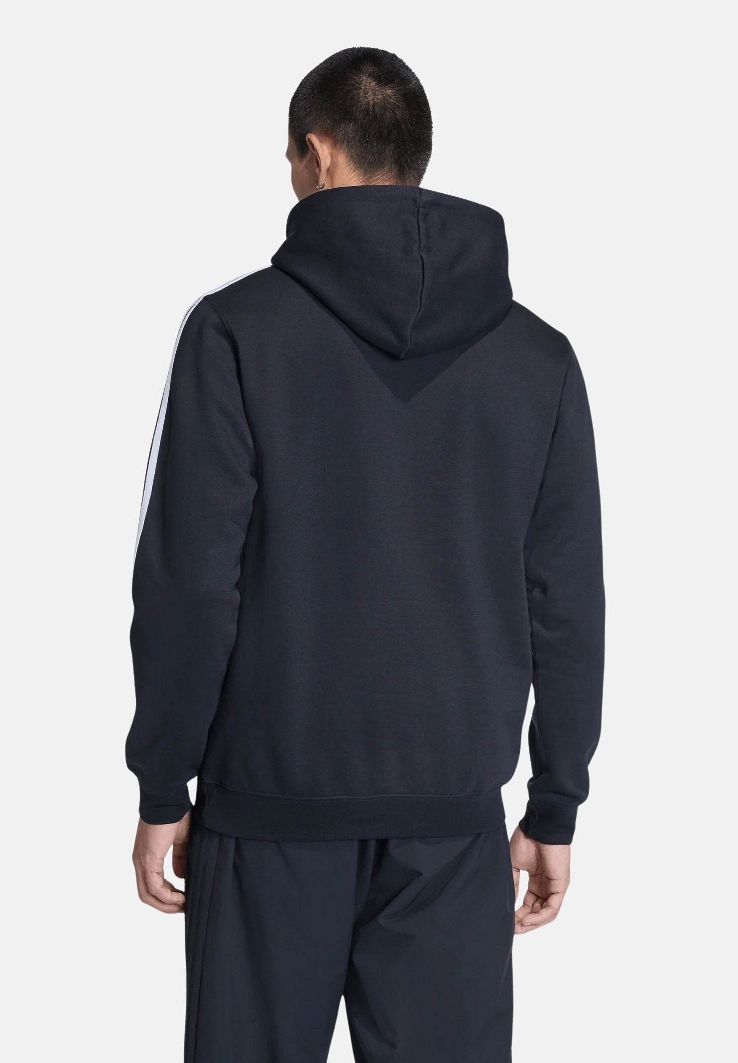 ADIDAS ORIGINALS Felpa con cappuccio HOODIE 3 STRIPES Black, nero, uomo. KE3557 . ADIDAS ORIGINALS