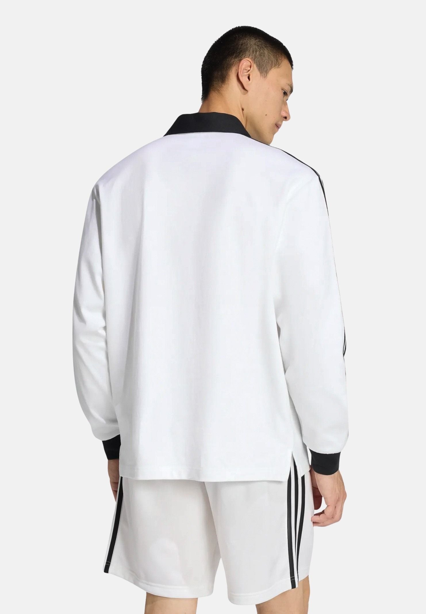 ADIDAS ORIGINALS Polo a manica lunga bianca da uomo con 3-stripes nere KE3575 . ADIDAS ORIGINALS