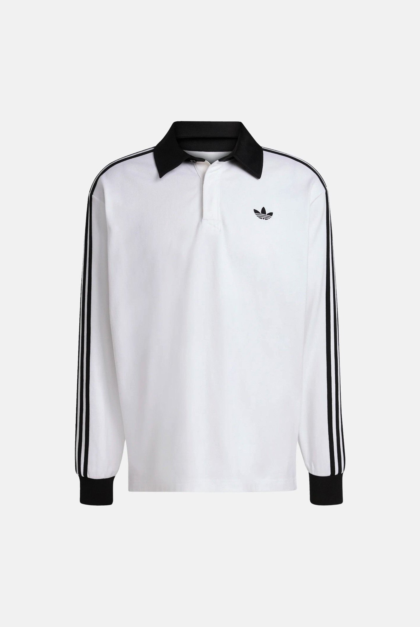 ADIDAS ORIGINALS Polo a manica lunga bianca da uomo con 3-stripes nere KE3575 . ADIDAS ORIGINALS