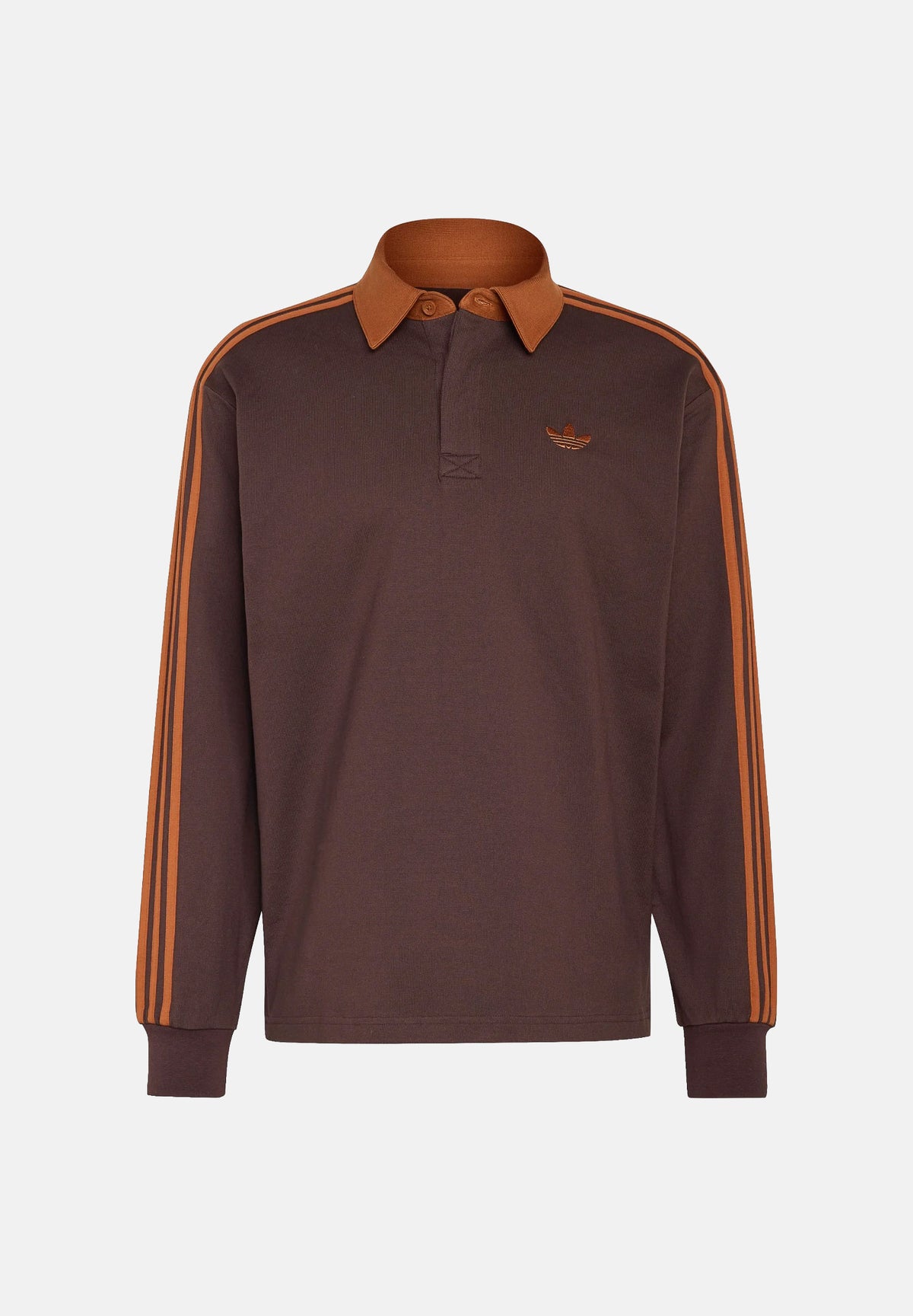 ADIDAS ORIGINALS Polo manica lunga 3-STRIPES RUGBY marrone da uomo KE4112 . ADIDAS ORIGINALS