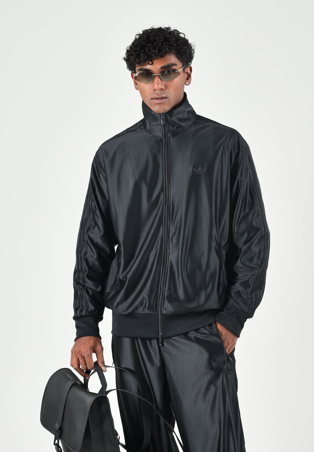 ADIDAS ORIGINALS Felpa con zip FIREBIRD METALLIZZATA nera per uomo e donna KE4163 . ADIDAS ORIGINALS