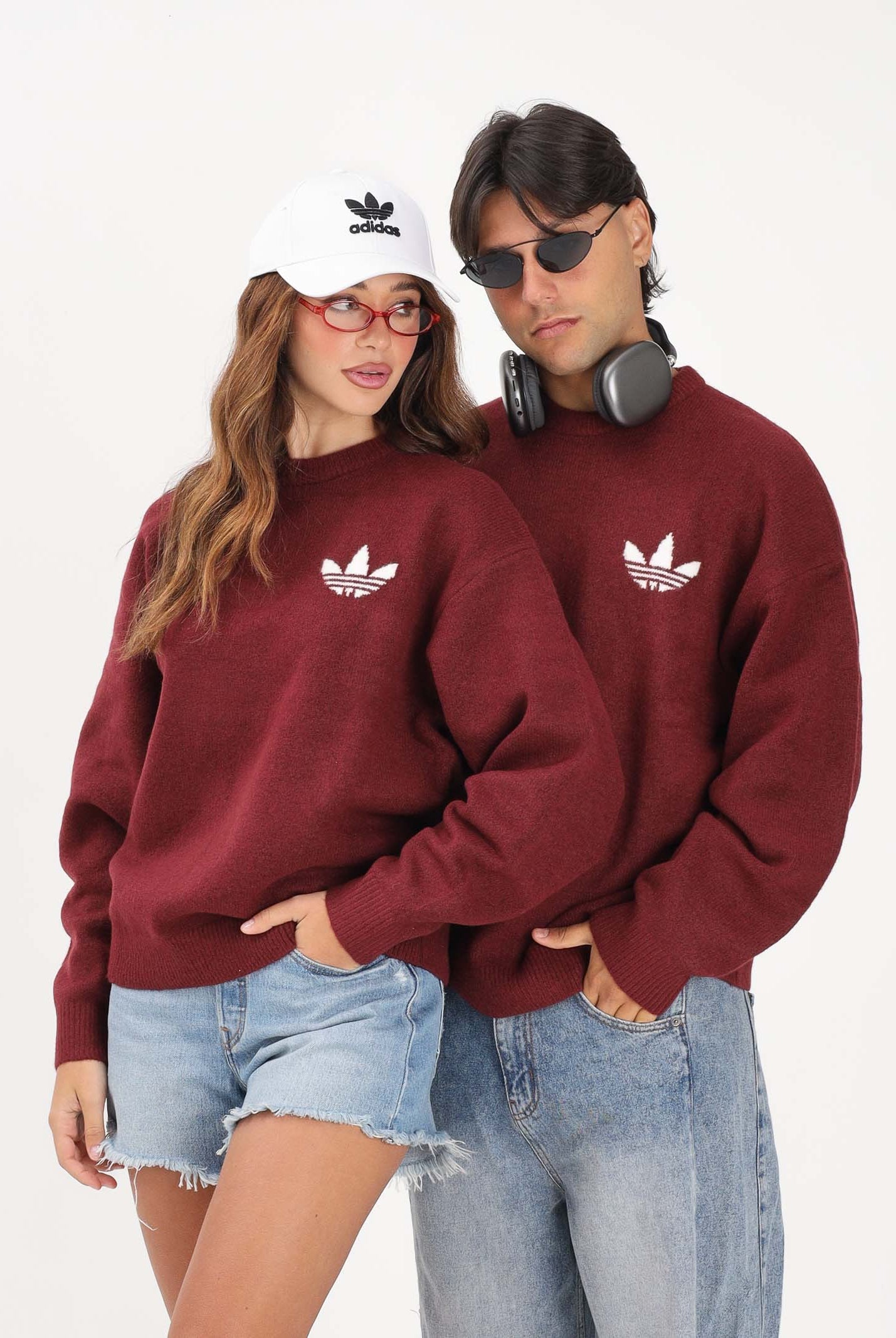 ADIDAS ORIGINALS Maglione ATHLETIC DEPARTMENT girocollo bordeaux per uomo e donna <BR/> KF2537 . ADIDAS ORIGINALS