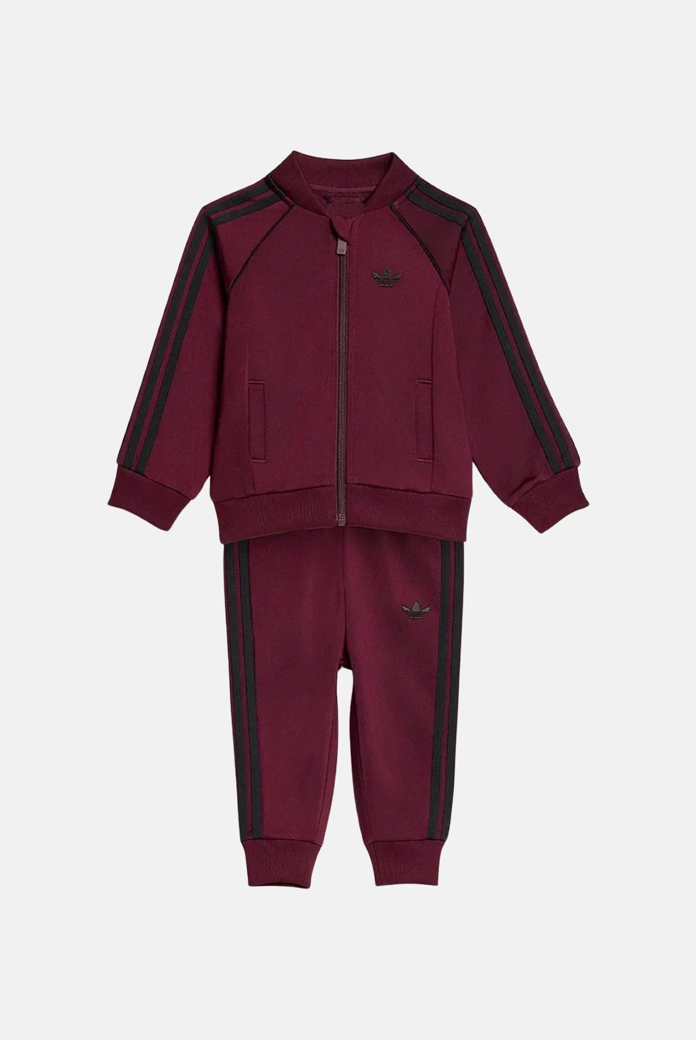 ADIDAS ORIGINALS Tuta SST Maroon bordeaux neonato con iconiche 3-Stripes a contrasto e logo Trefoil KH0847 . ADIDAS ORIGINALS