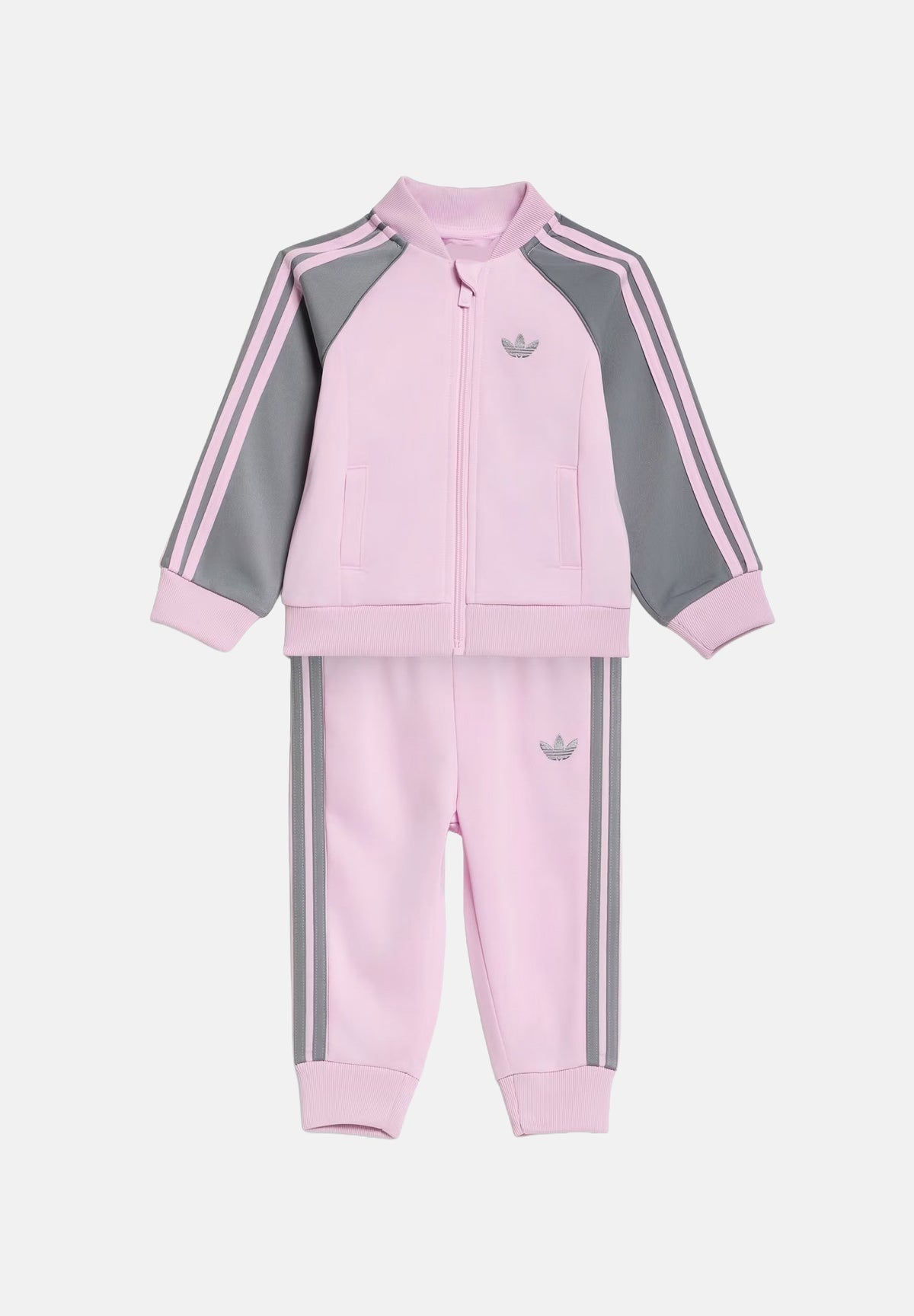 ADIDAS ORIGINALS Tuta SST TRACKSUIT rosa per neonato con giacca zippata, colletto alla coreana e tre strisce laterali. KH0849 . ADIDAS ORIGINALS