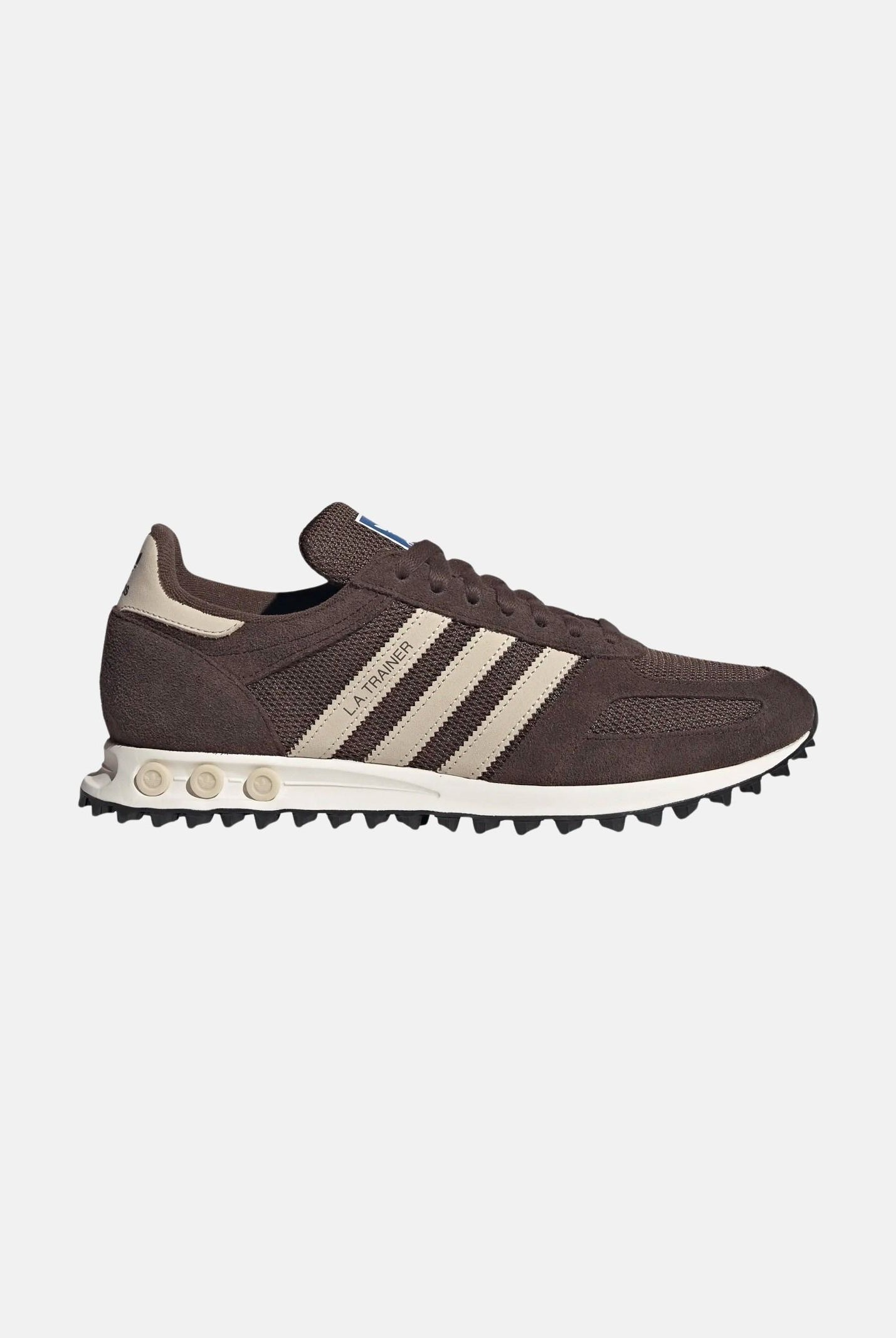ADIDAS ORIGINALS Sneakers LA TRAINER OG marrone e bianca da uomocon strisce laterali a contrasto KH9679 . ADIDAS ORIGINALS