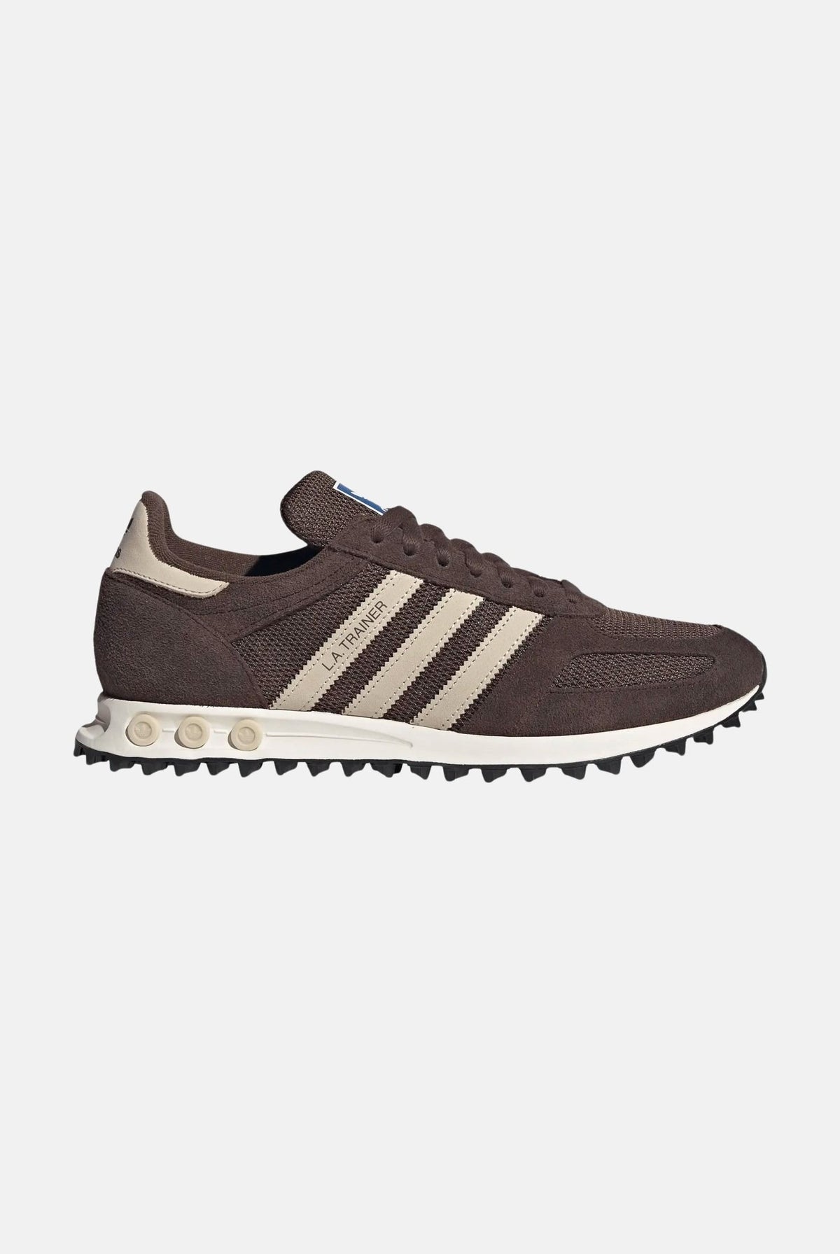 ADIDAS ORIGINALS Sneakers LA TRAINER OG marrone e bianca da uomo con strisce laterali a contrasto KH9679 . ADIDAS ORIGINALS