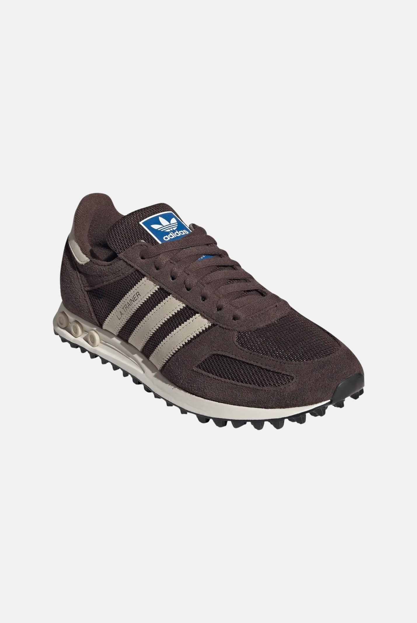 ADIDAS ORIGINALS Sneakers LA TRAINER OG marrone e bianca da uomocon strisce laterali a contrasto KH9679 . ADIDAS ORIGINALS