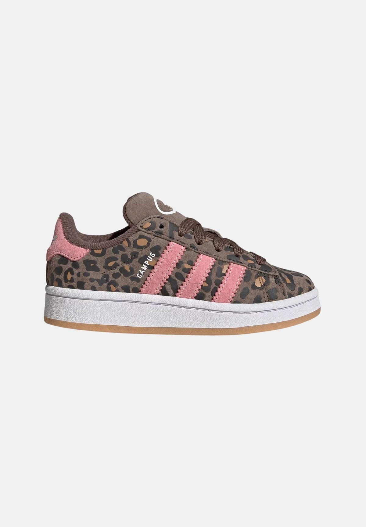 ADIDAS ORIGINALS Sneakers CAMPUS marrone e rosa da bambina con stampa animalier leopardata KI9437 . ADIDAS ORIGINALS