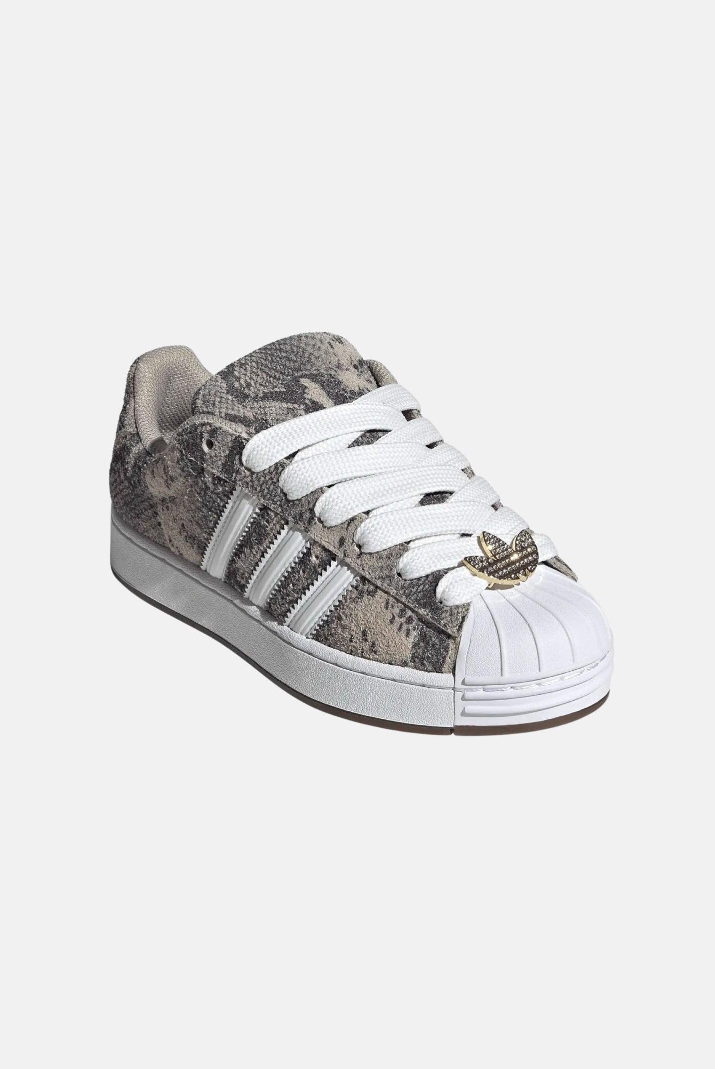 ADIDAS ORIGINALS Sneakers SUPERSTAR II beige-grigio da donna con stampa animalier effetto serpente KJ4648 . ADIDAS ORIGINALS