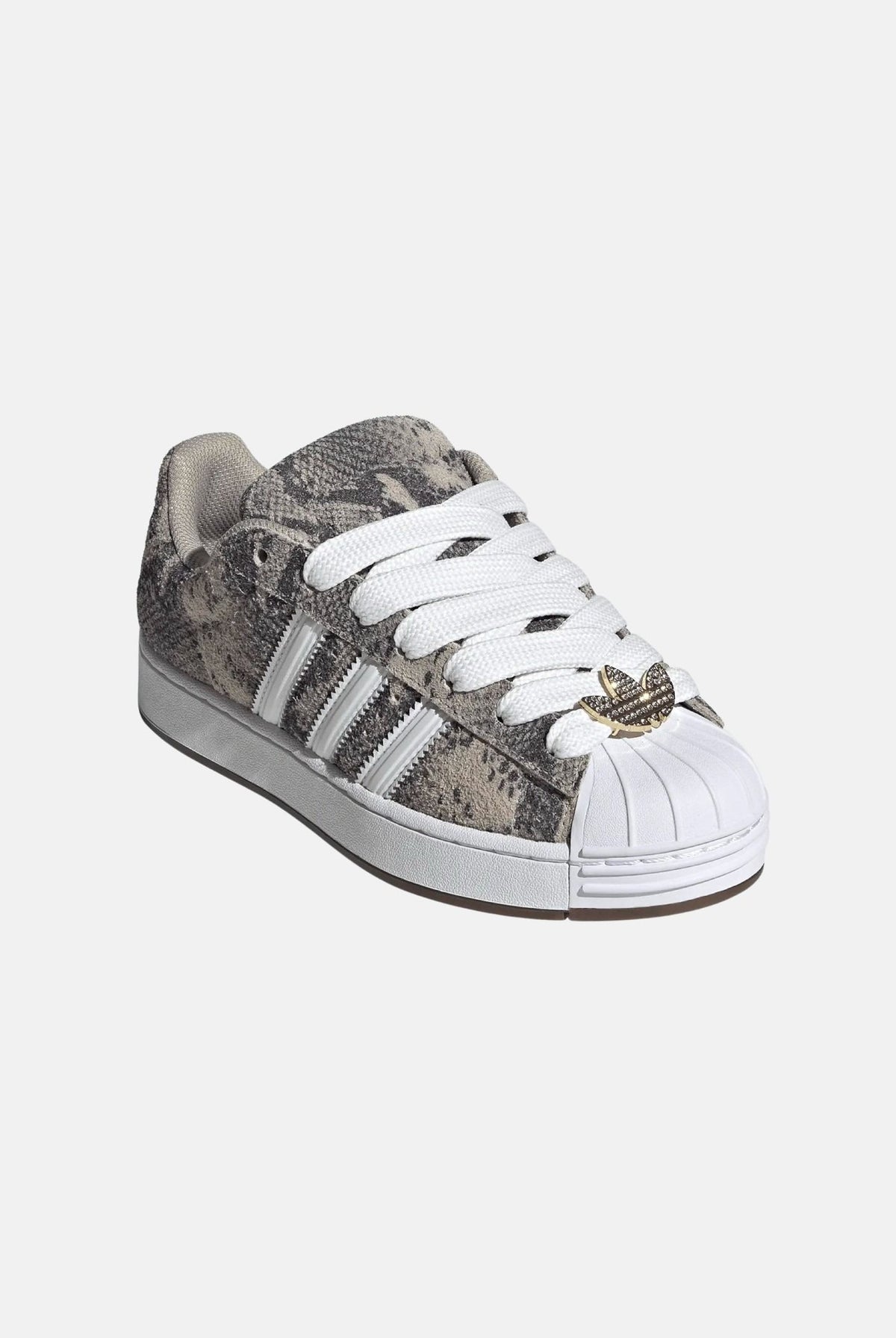 ADIDAS ORIGINALS Sneakers SUPERSTAR II beige-grigio da donna con stampa animalier effetto serpente KJ4648 . ADIDAS ORIGINALS