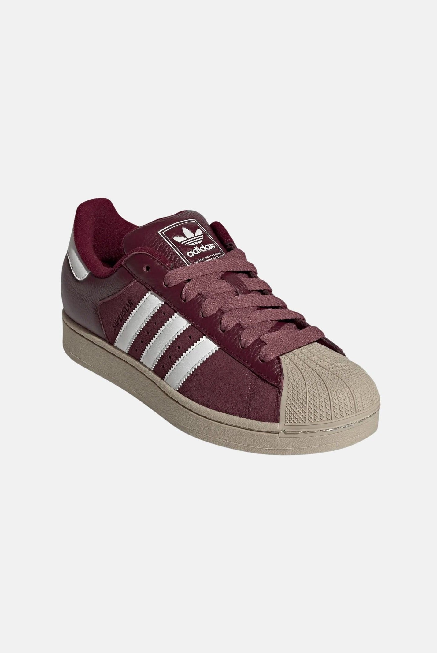 ADIDAS ORIGINALS Sneakers SUPERSTAR II Maroon bordeaux da uomo con iconche 3-stripes KJ9949 . ADIDAS ORIGINALS