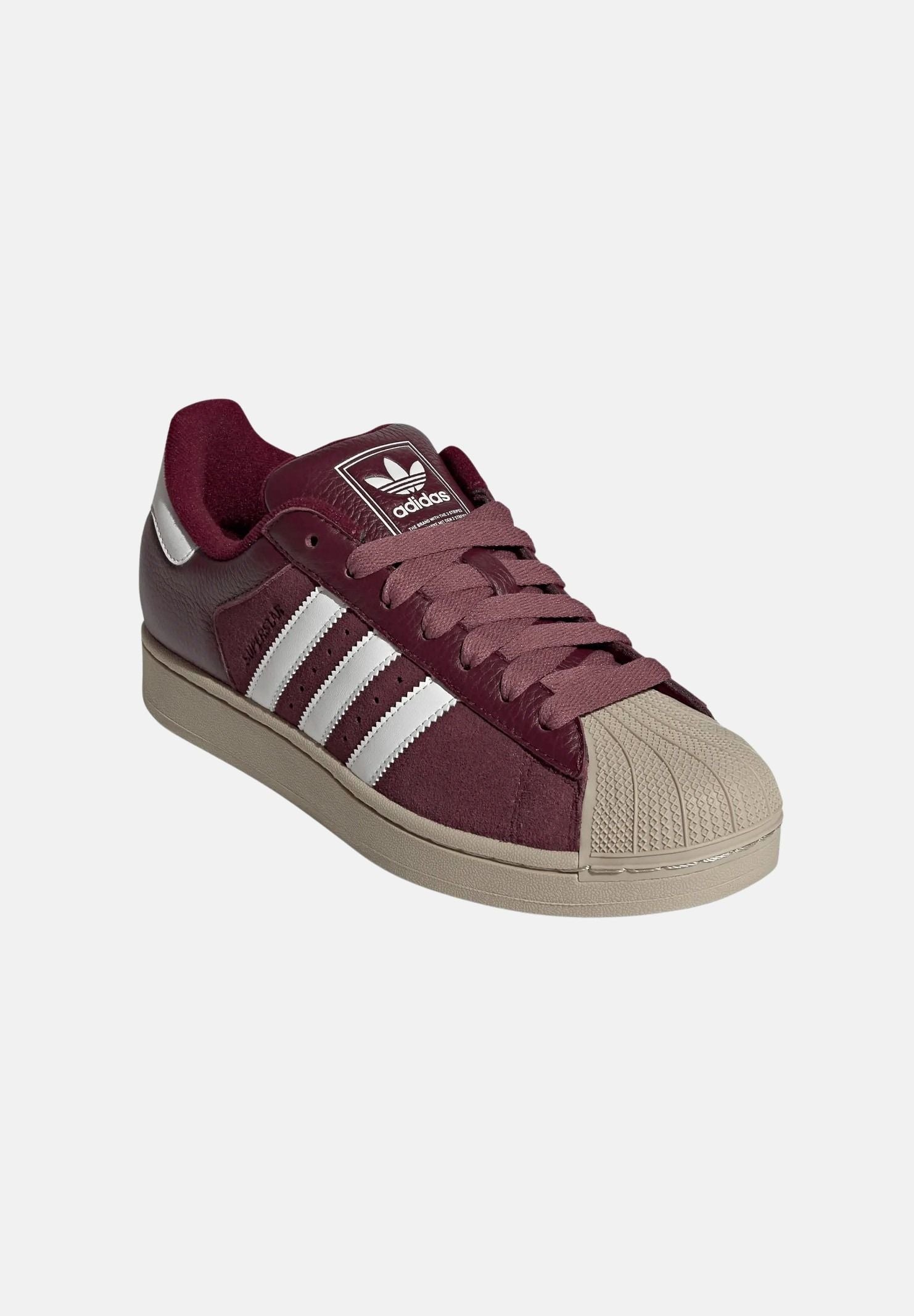 ADIDAS ORIGINALS Sneakers SUPERSTAR II Maroon bordeaux da uomo con iconche 3-stripes KJ9949 . ADIDAS ORIGINALS