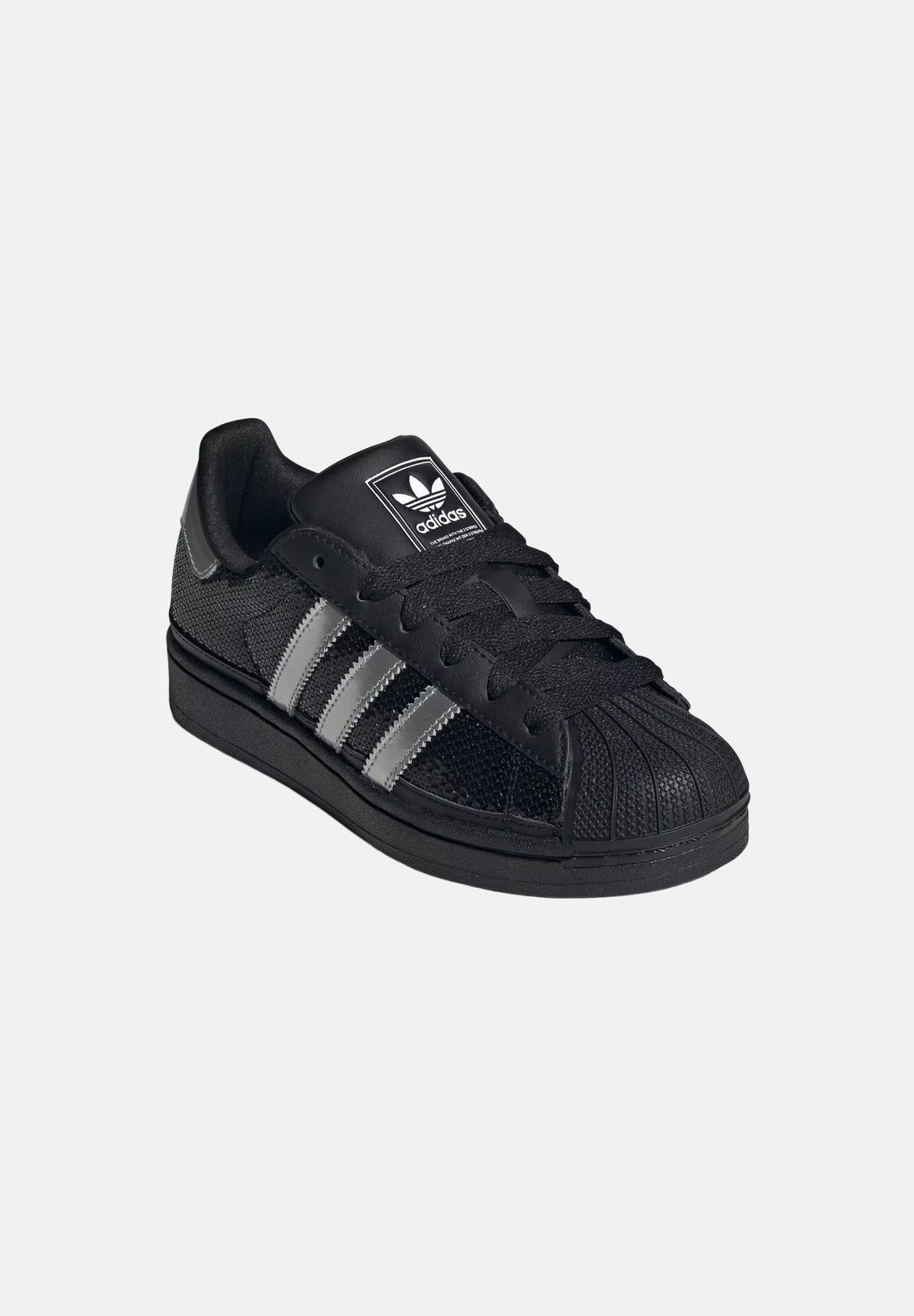 ADIDAS ORIGINALS Sneakers SUPERSTAR II nero e argento da donna con paiettes laterali KK2112 . ADIDAS ORIGINALS