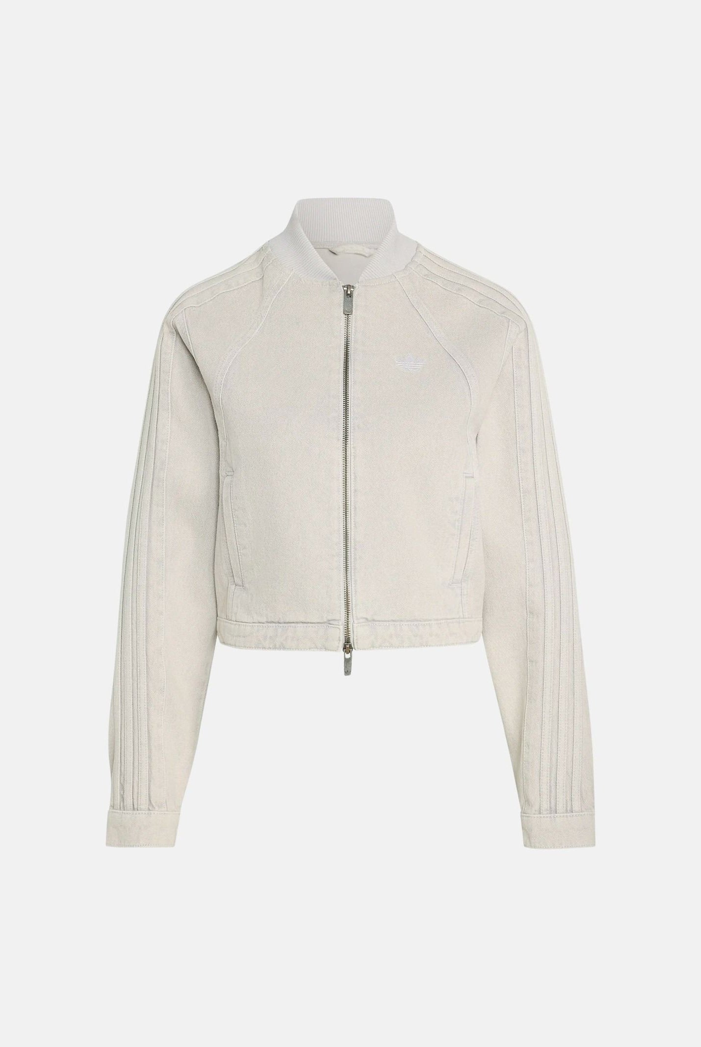 ADIDAS ORIGINALS Giacca SST 2.0 DENIM TRACK TOP clear grey , grigio-chiaro da donna con finitura délavé<BR/> KQ6468 . ADIDAS ORIGINALS