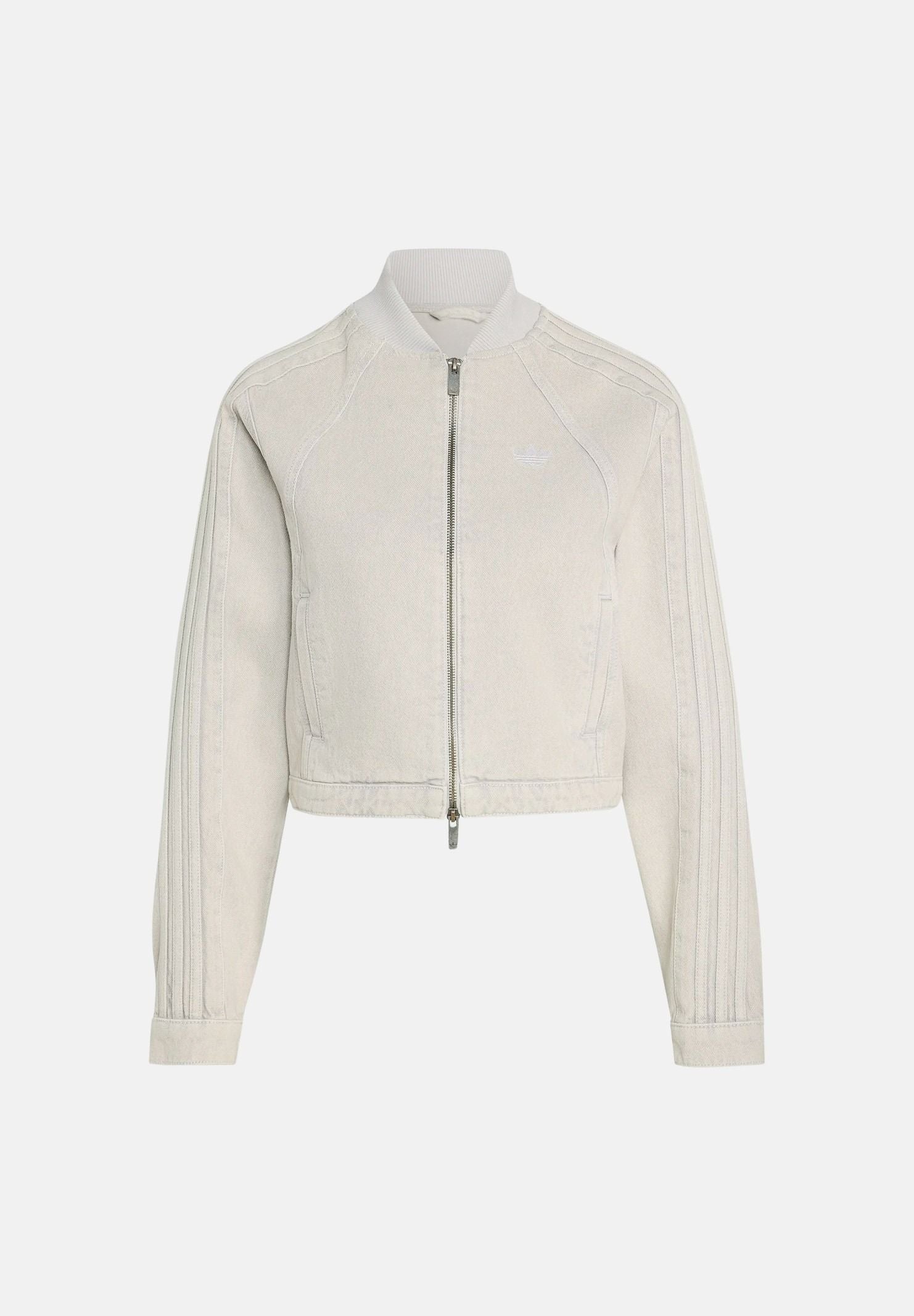 ADIDAS ORIGINALS Giacca SST 2.0 DENIM TRACK TOP clear grey , grigio-chiaro da donna con finitura délavé<BR/> KQ6468 . ADIDAS ORIGINALS