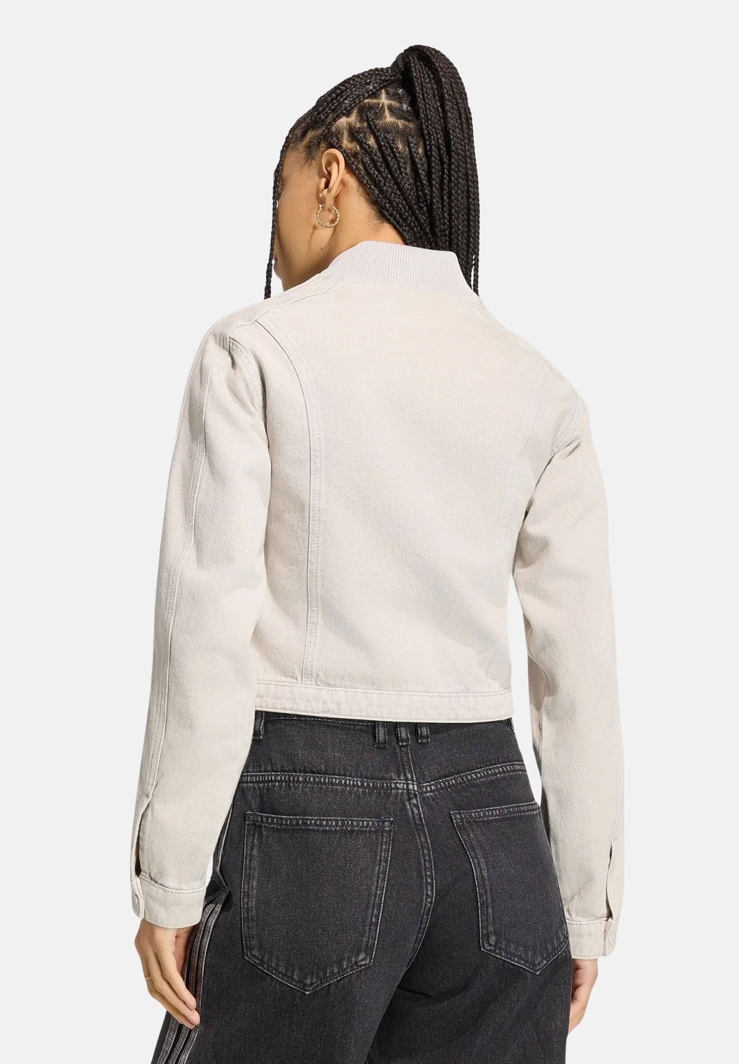 ADIDAS ORIGINALS Giacca SST 2.0 DENIM TRACK TOP clear grey , grigio-chiaro da donna con finitura délavé<BR/> KQ6468 . ADIDAS ORIGINALS