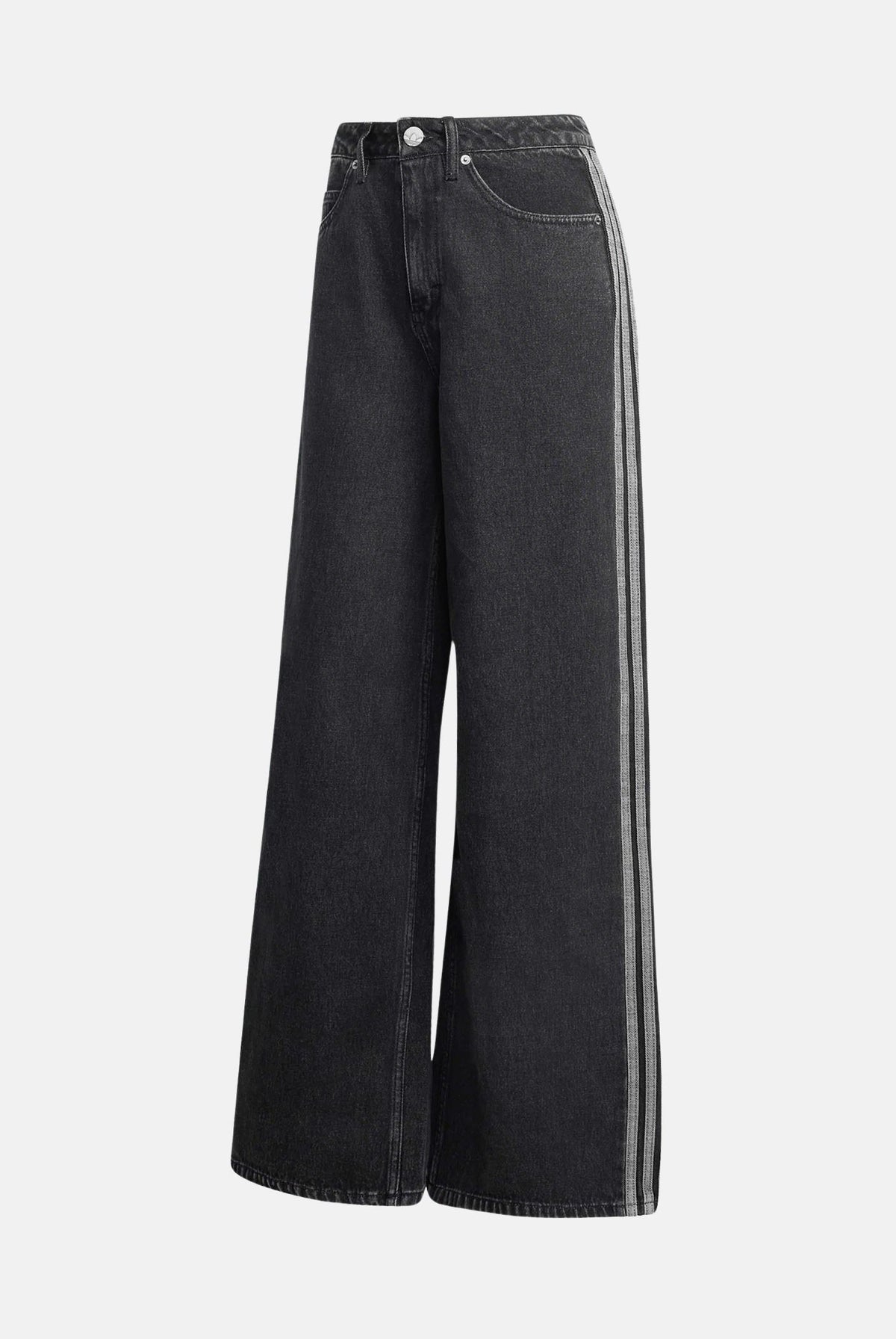 ADIDAS ORIGINALS Jeans ADICOLOR DENIM WIDE LEG nero da donna con design a gamba larga e cuciture classiche KQ6469 . ADIDAS ORIGINALS