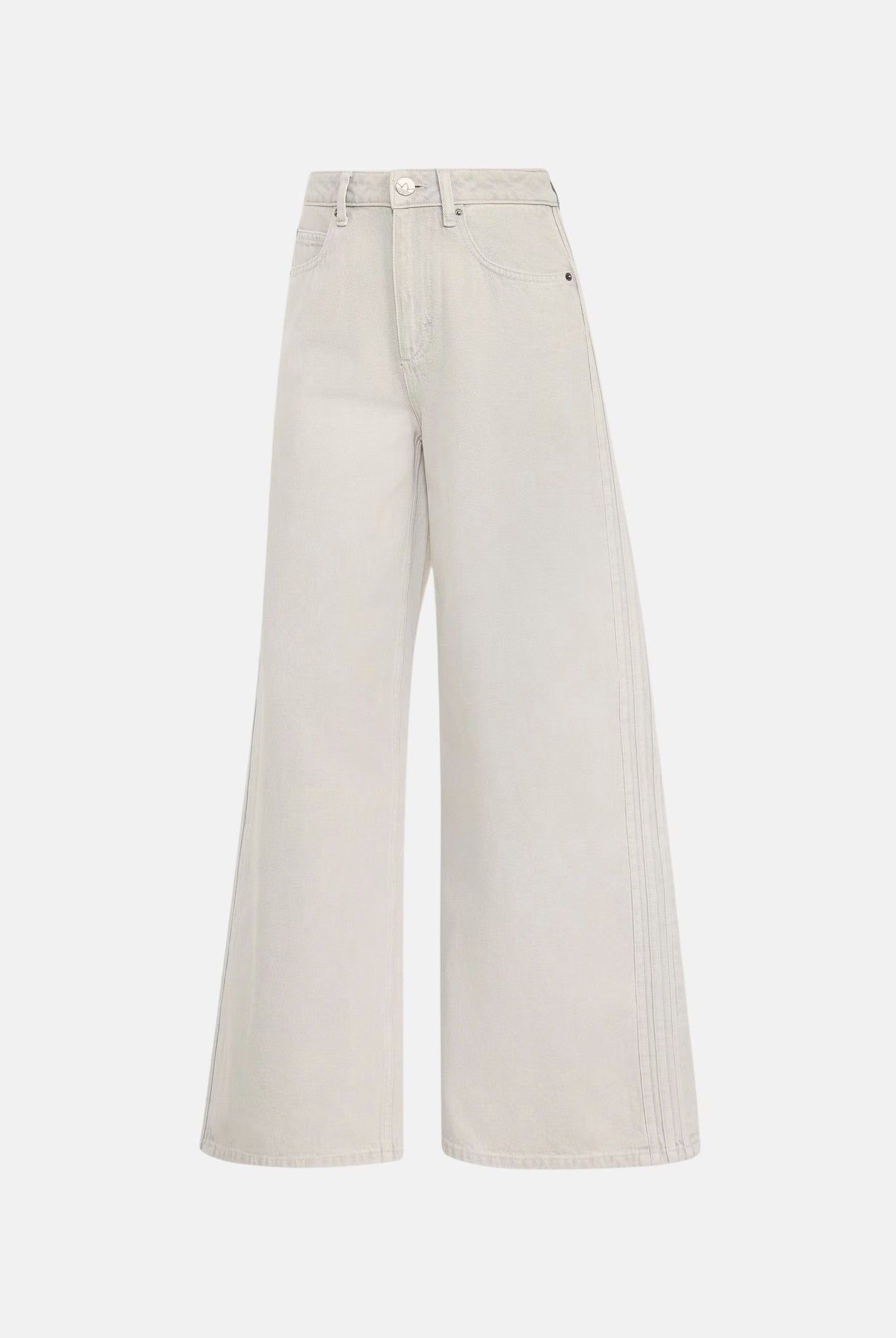 ADIDAS ORIGINALS Pantaloni HIGH-RISE WIDE-LEG DENIM PANTS clear grey grigio, colore basico grigio, donna. KQ6470 . ADIDAS ORIGINALS