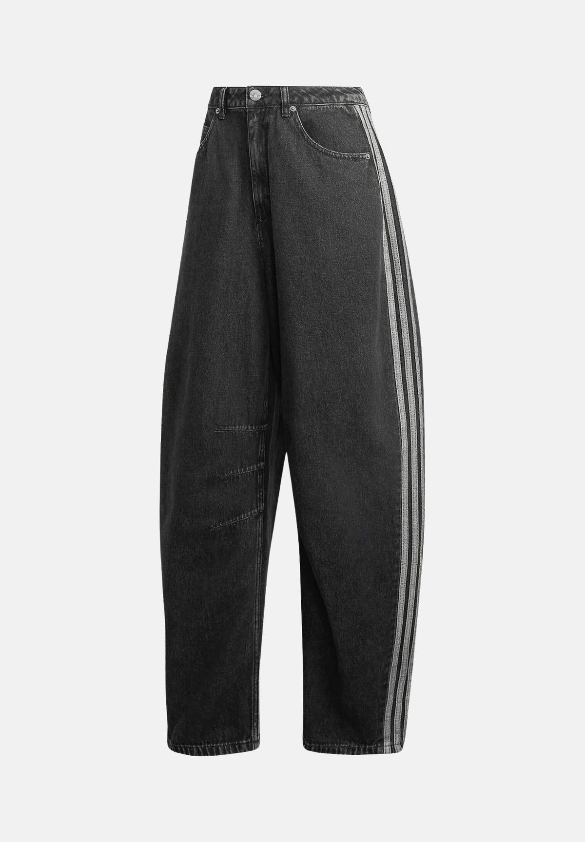 ADIDAS ORIGINALS Jeans WIDE LEG nero da donna con vestibilità ampia e bande laterali a contrasto. KQ6474 . ADIDAS ORIGINALS