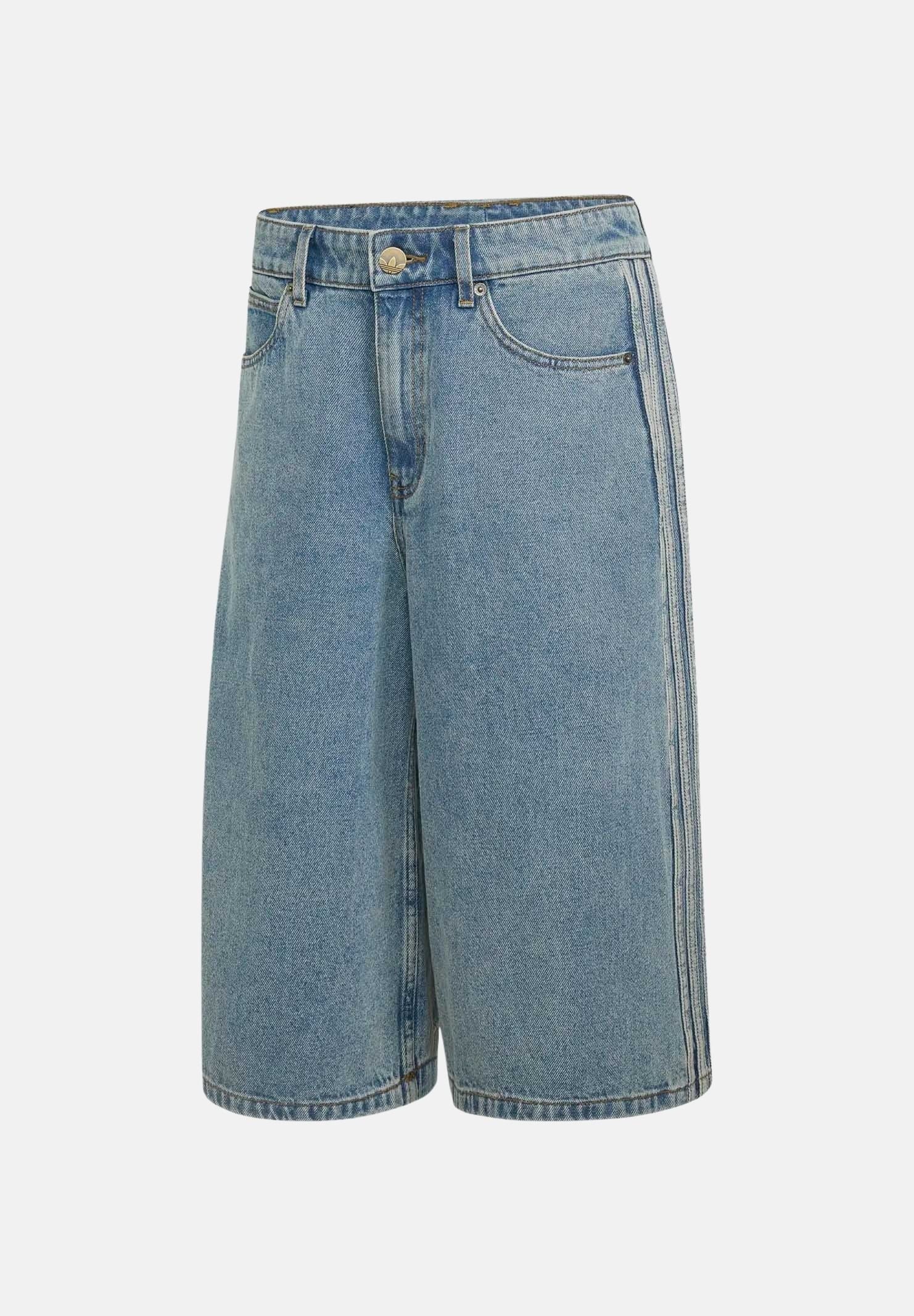 ADIDAS ORIGINALS Bermuda MID RISE DENIM JORTS Worn Blue da donna con gamba ampia. KQ6478 . ADIDAS ORIGINALS