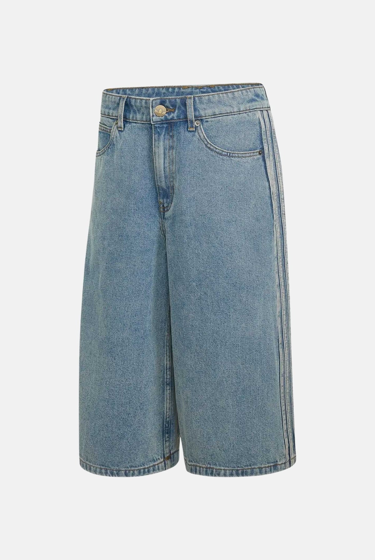 ADIDAS ORIGINALS Bermuda MID RISE DENIM JORTS Worn Blue da donna con gamba ampia. KQ6478 . ADIDAS ORIGINALS