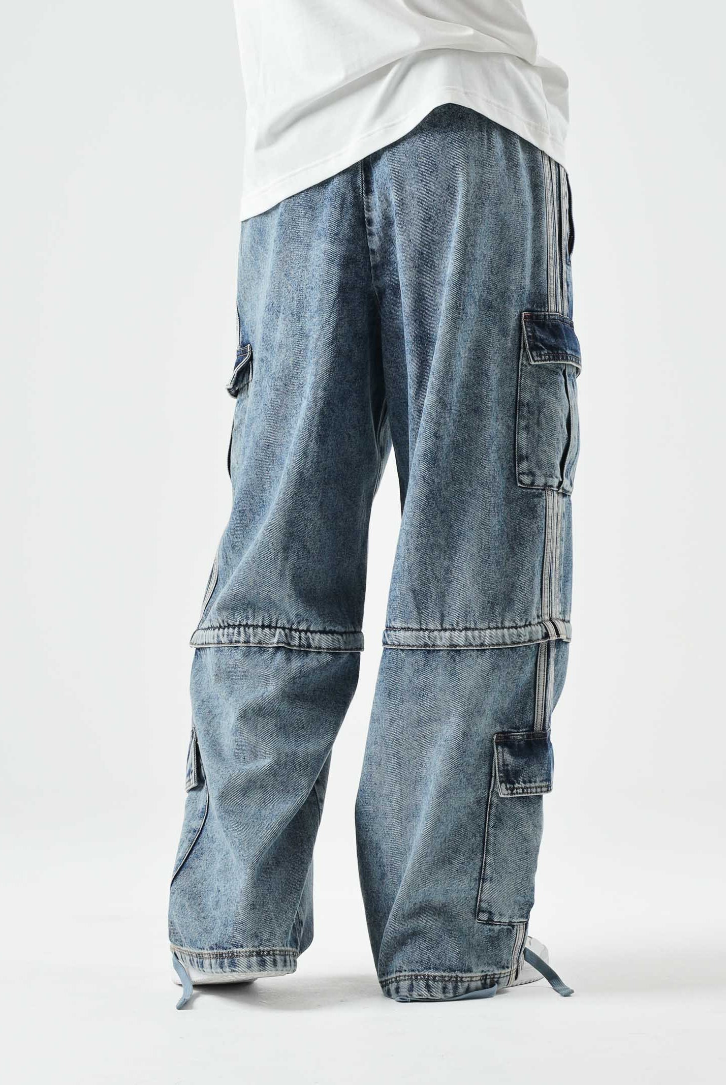 ADIDAS ORIGINALS Jeans cargo Blue blu da uomo e donna con tasche applicate KQ6479 . ADIDAS ORIGINALS