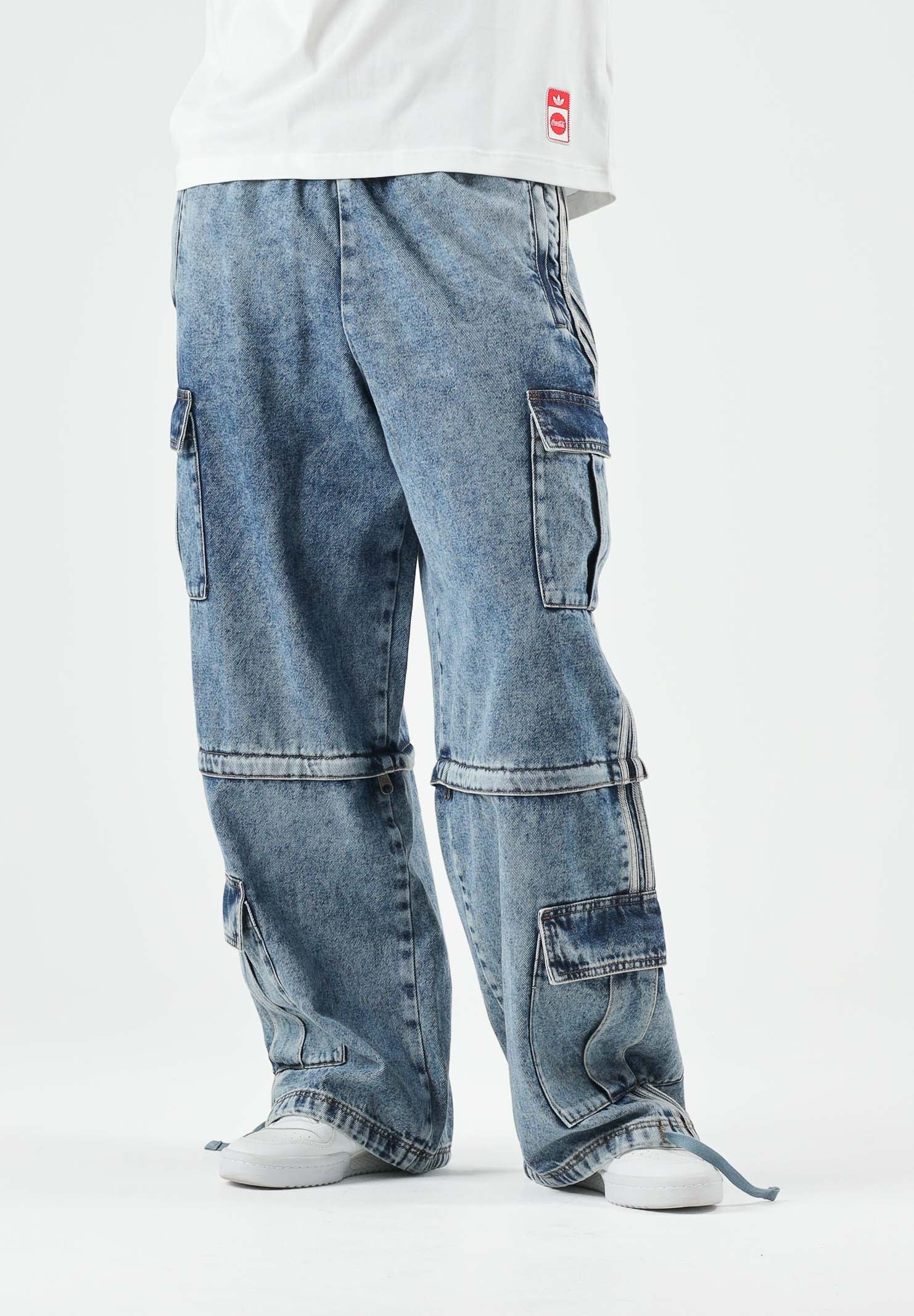 ADIDAS ORIGINALS Jeans cargo Blue blu da uomo e donna con tasche applicate KQ6479 . ADIDAS ORIGINALS