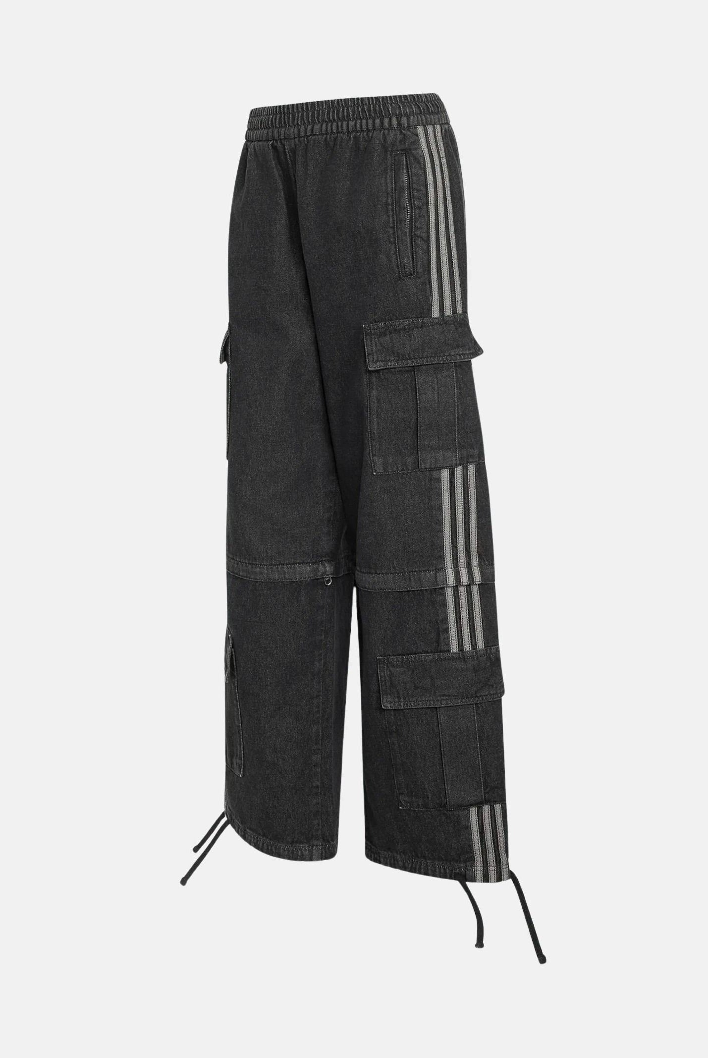 ADIDAS ORIGINALS Jeans MID RISE nero per uomo e donna con tasche cargo KQ6480 . ADIDAS ORIGINALS