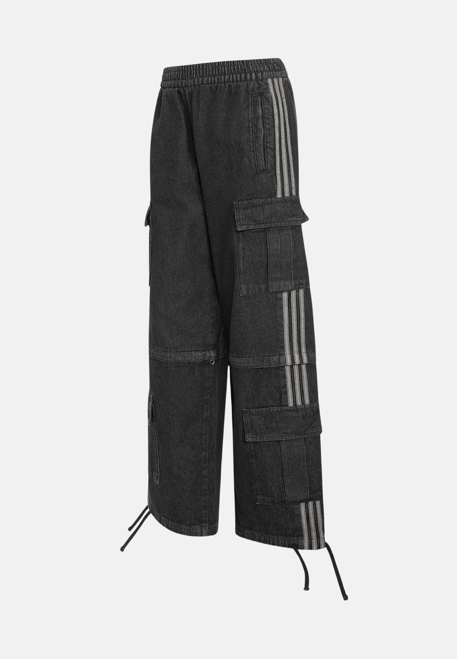 ADIDAS ORIGINALS Jeans MID RISE nero per uomo e donna con tasche cargo KQ6480 . ADIDAS ORIGINALS