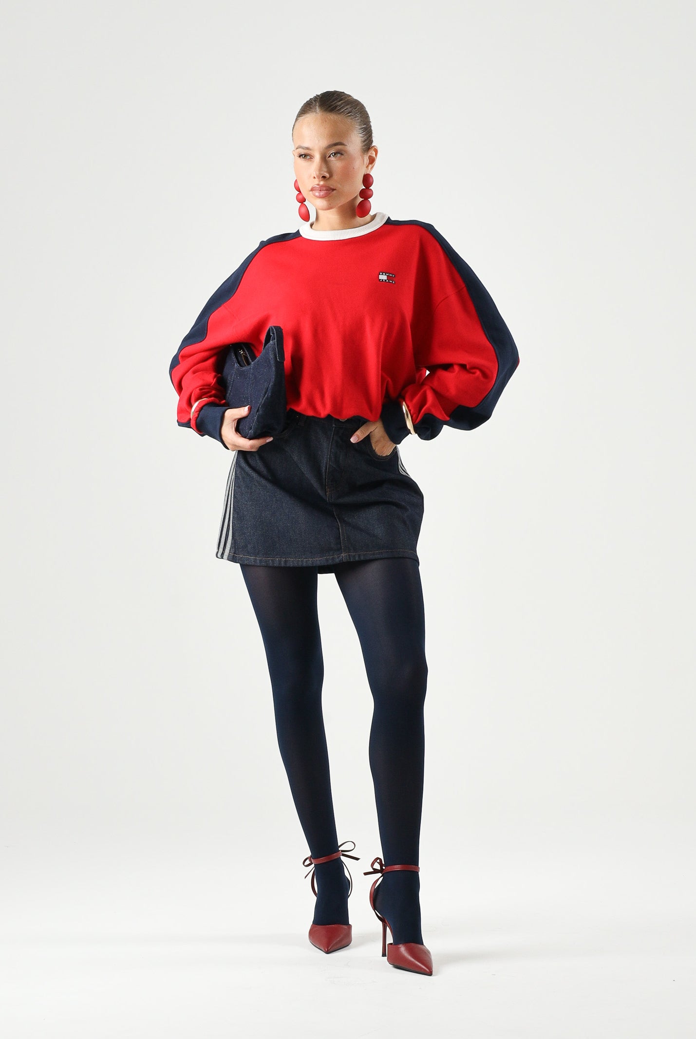 ADIDAS ORIGINALS gonna corta Mid Rise Denim Skirt Indigo Denim blu indaco donna KQ6486 . ADIDAS ORIGINALS