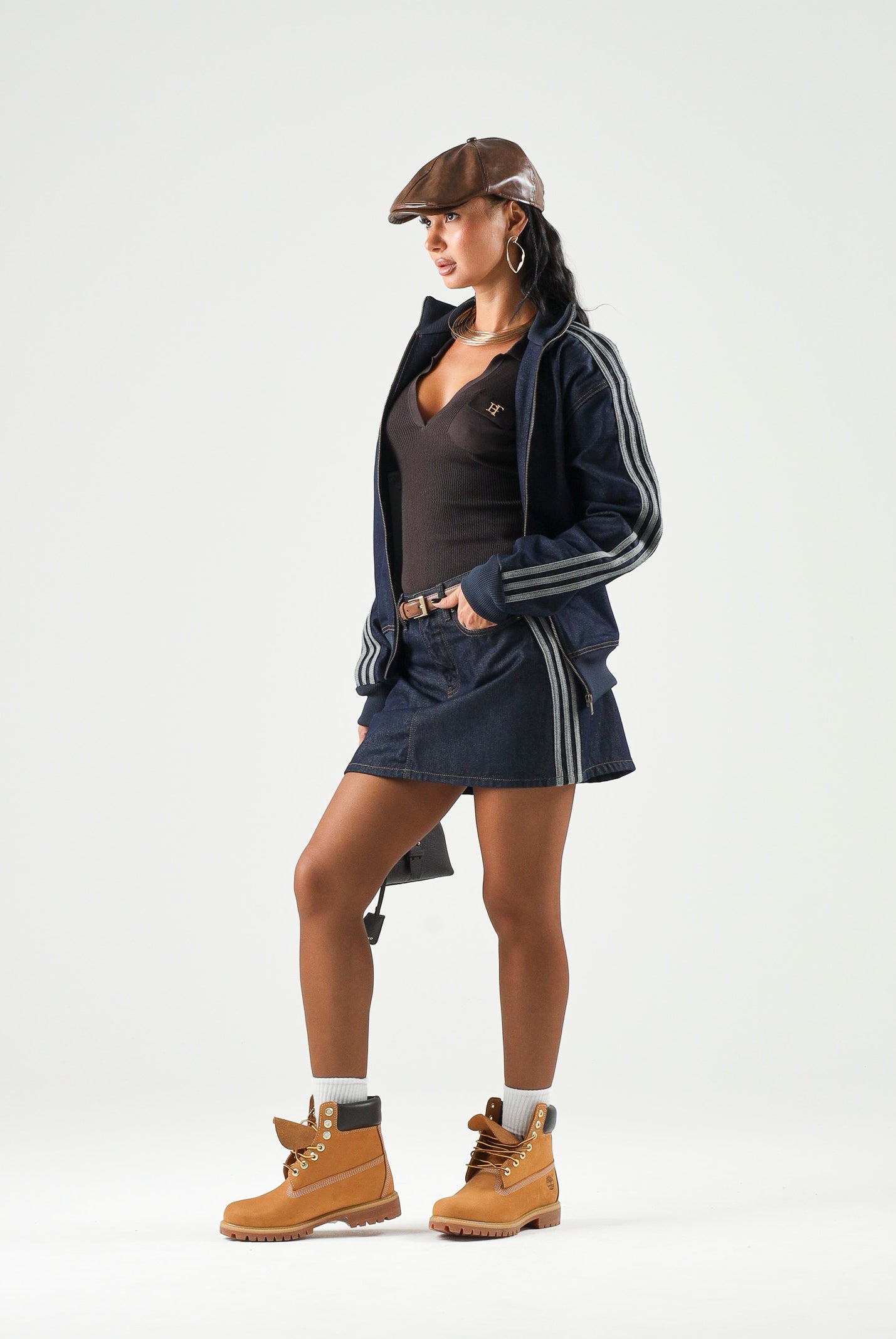 ADIDAS ORIGINALS Gonna MID RISE corta indigo indaco blu. da donna<BR/>con 3 -Stripes laterali a contrasto <BR/> KQ6486 . ADIDAS ORIGINALS
