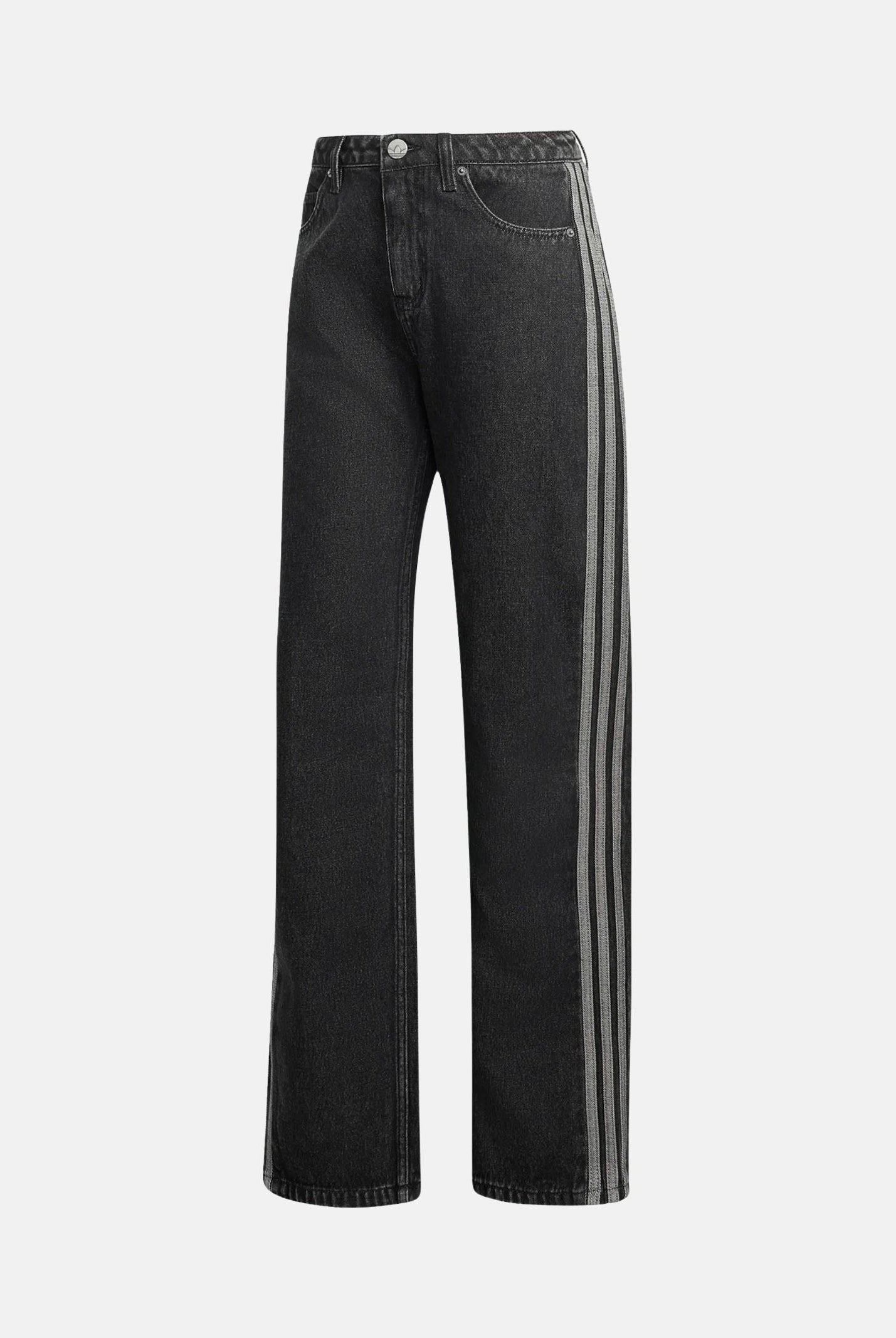 ADIDAS ORIGINALS Jeans FIREBIRD MID RISE STRAIGHT nero da donna con iconiche 3-Stripes laterali. KQ6488 . ADIDAS ORIGINALS