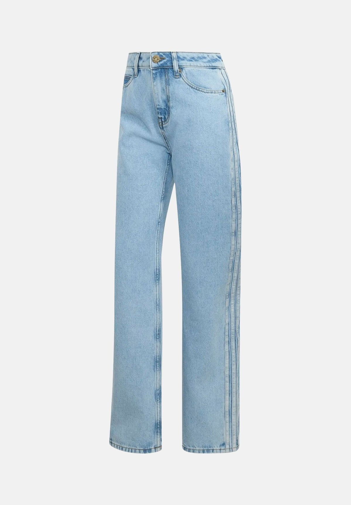 ADIDAS ORIGINALS Jeans FIREBIRD MID RISE STRAIGHT light-denim da donna con gamba dritta e dettagli laterali. KQ6490 . ADIDAS ORIGINALS