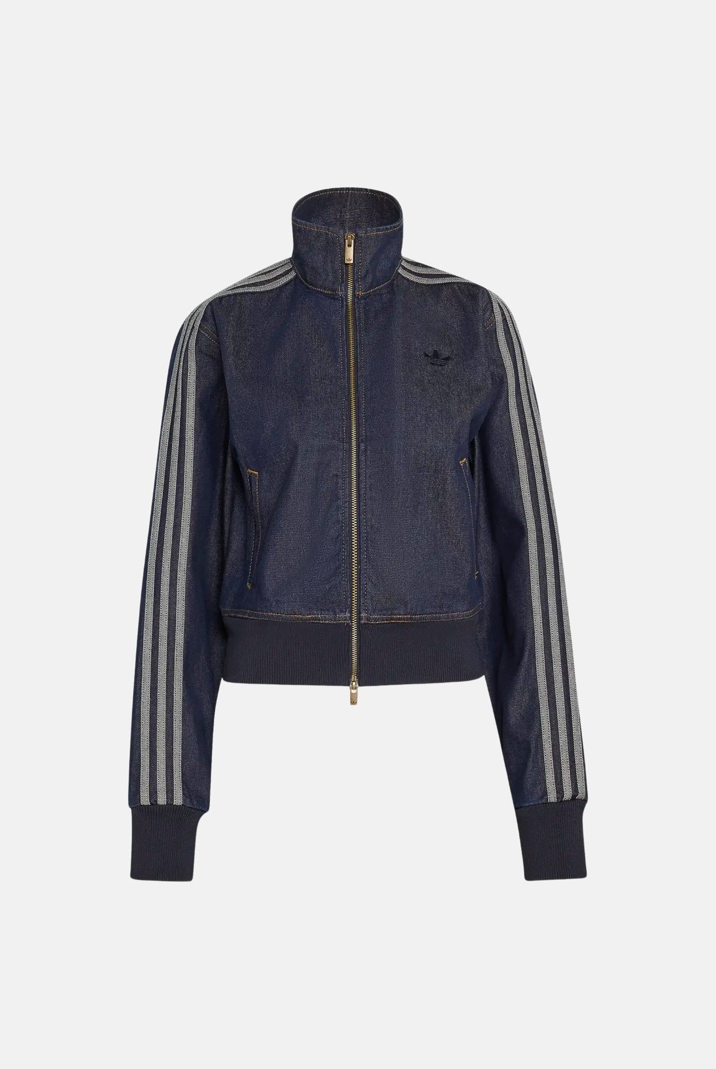 ADIDAS ORIGINALS Giacca FIREBIRD DENIM indigo blu da donna con iconiche 3-Stripes laterali. KQ6491 . ADIDAS ORIGINALS