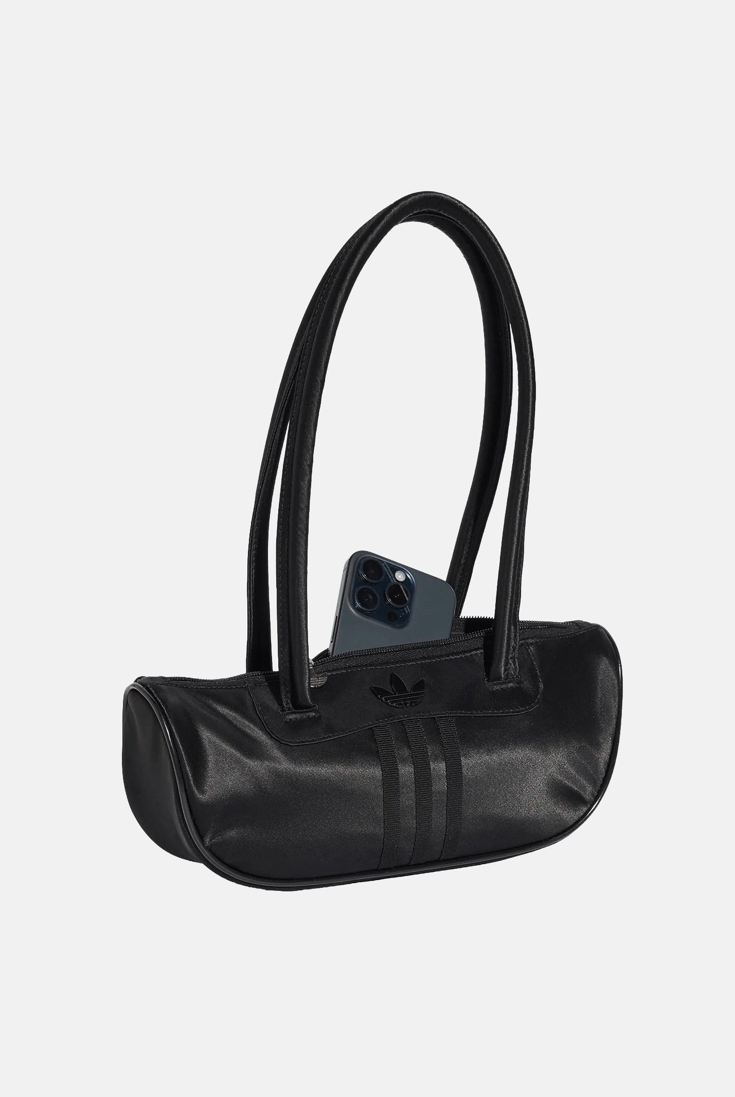 ADIDAS ORIGINALS Borsa da bowling in raso nera da donna. KQ6807 . ADIDAS ORIGINALS