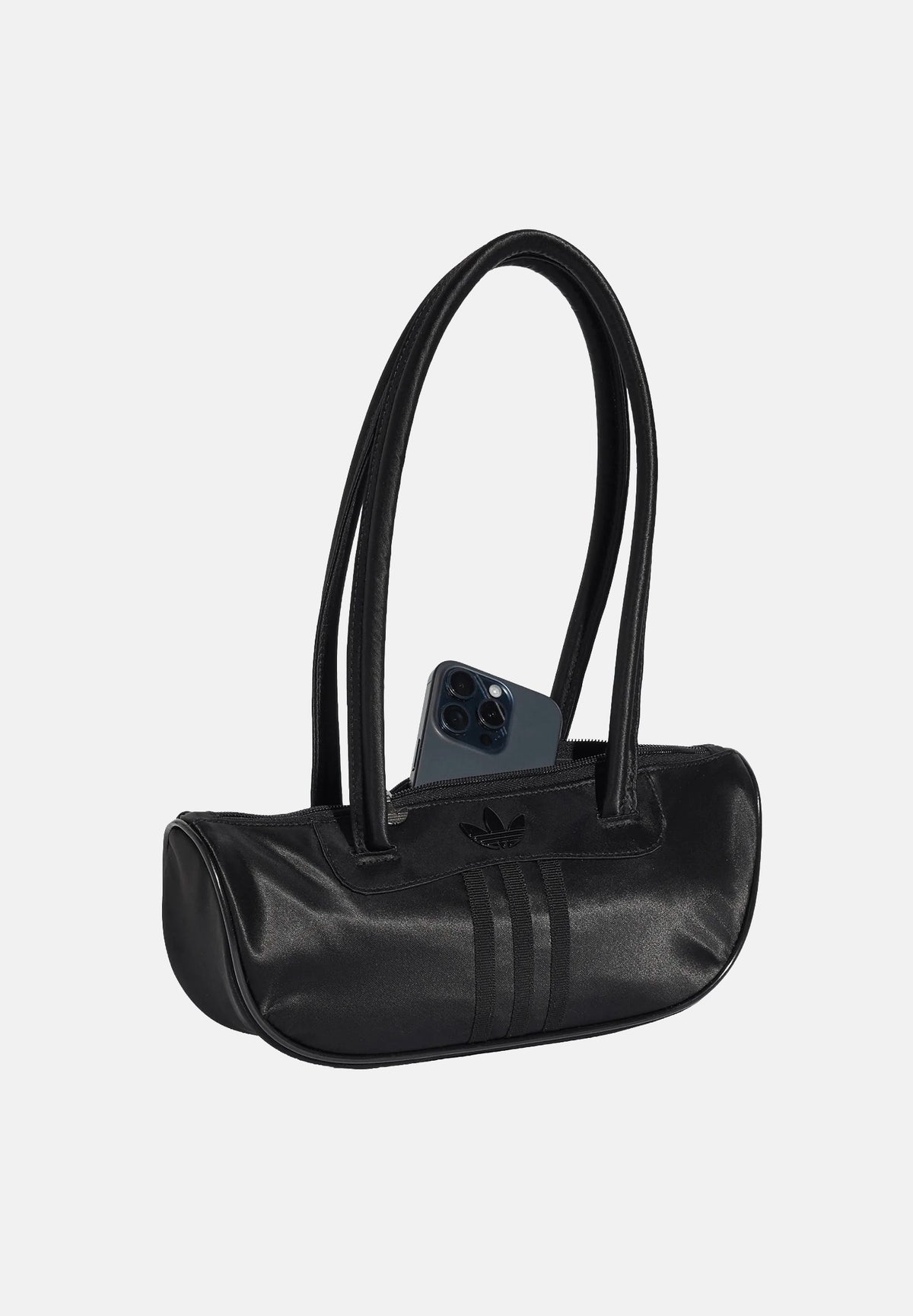 ADIDAS ORIGINALS Borsa bowling in raso nera da donna. KQ6807 . ADIDAS ORIGINALS