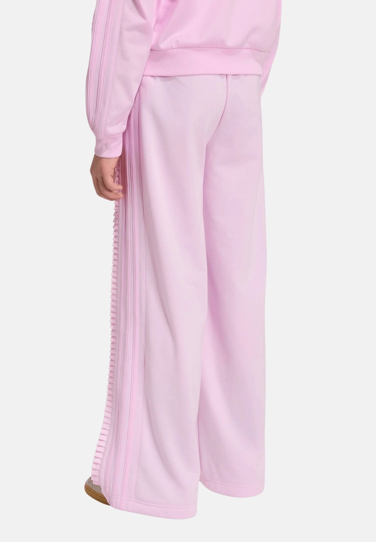 ADIDAS ORIGINALS Pantaloni FIREBIRD rosa da bambina con dettagli di balze decorative lungo i lati KQ8889 . ADIDAS ORIGINALS