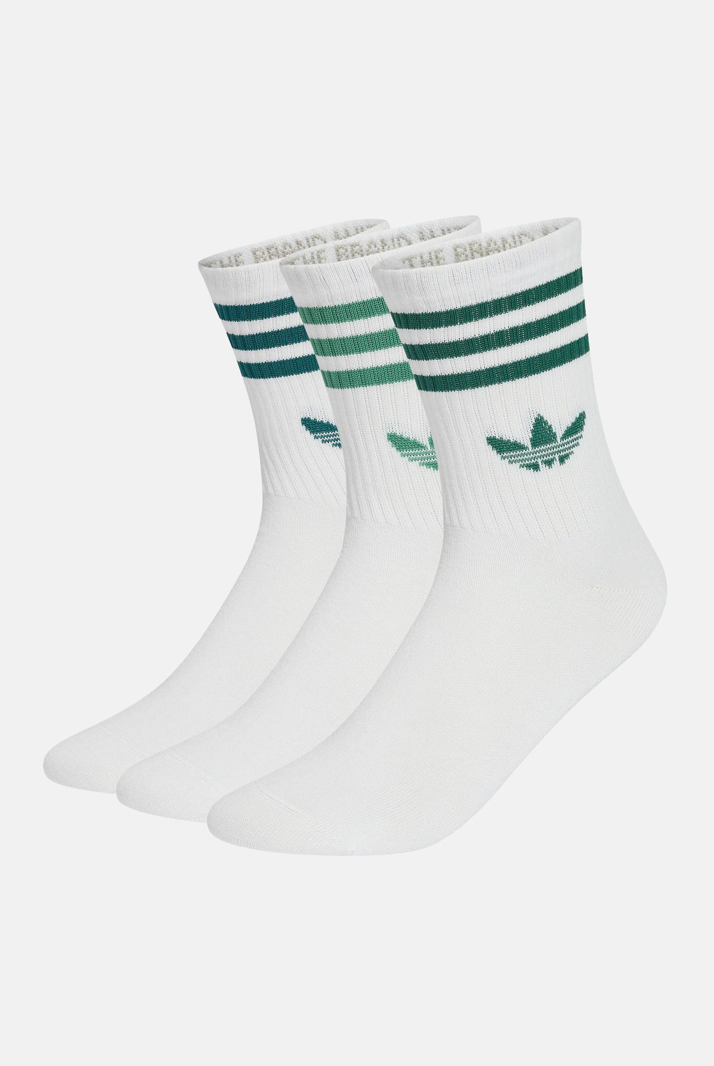 ADIDAS ORIGINALS calze 3-Stripes Crew 3 paia White/Rich Green/Collegiate Green bianche e verdi unisex. KQ9035 . ADIDAS ORIGINALS