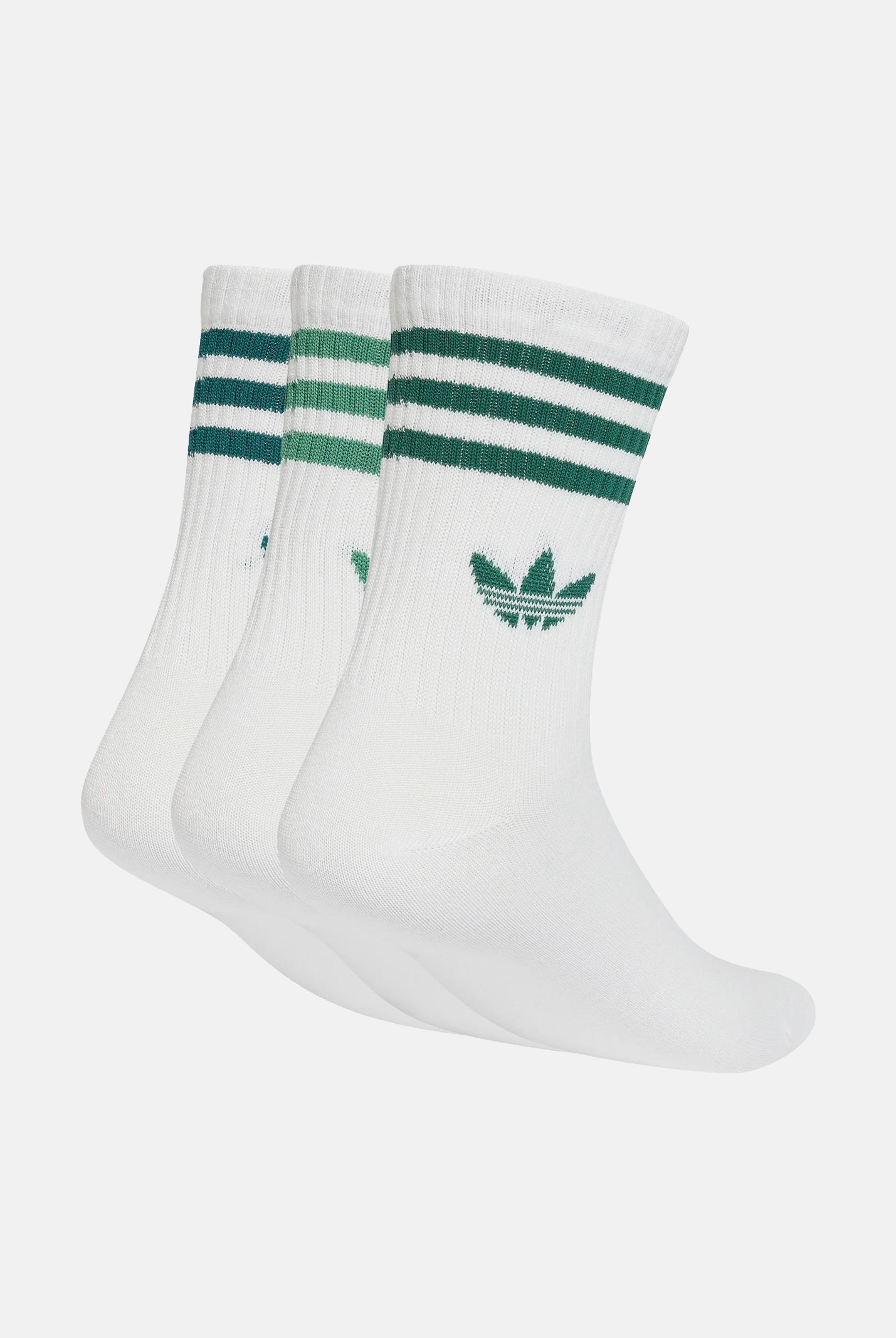 ADIDAS ORIGINALS calze 3-Stripes Crew 3 paia White/Rich Green/Collegiate Green bianche e verdi unisex. KQ9035 . ADIDAS ORIGINALS
