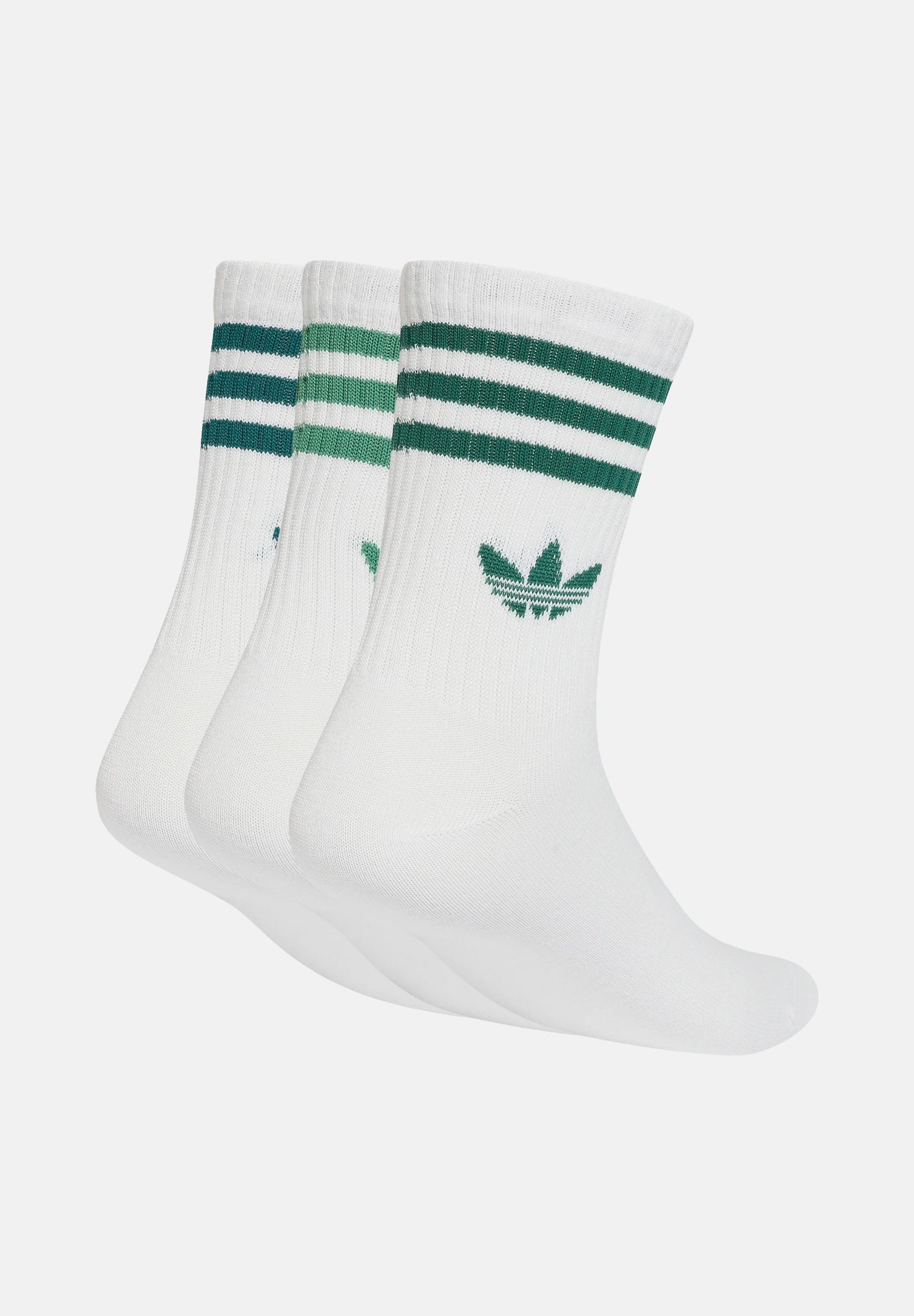 ADIDAS ORIGINALS calze 3-Stripes Crew 3 paia White/Rich Green/Collegiate Green bianche e verdi per uomo e donna. KQ9035 . ADIDAS ORIGINALS