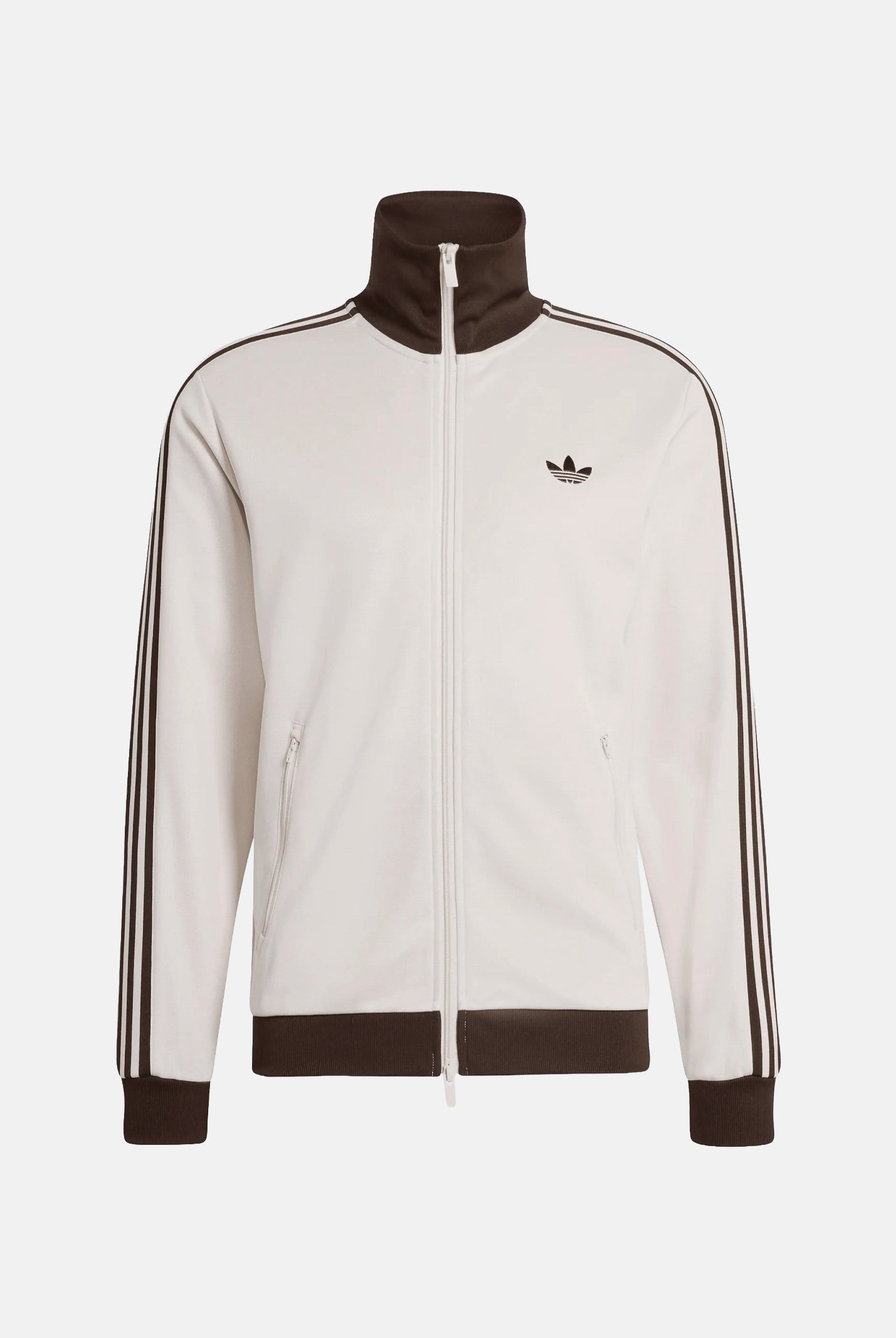 ADIDAS ORIGINALS Felpa con zip BECKENBAUER panna e marrone da uomo KQ9491 . ADIDAS ORIGINALS