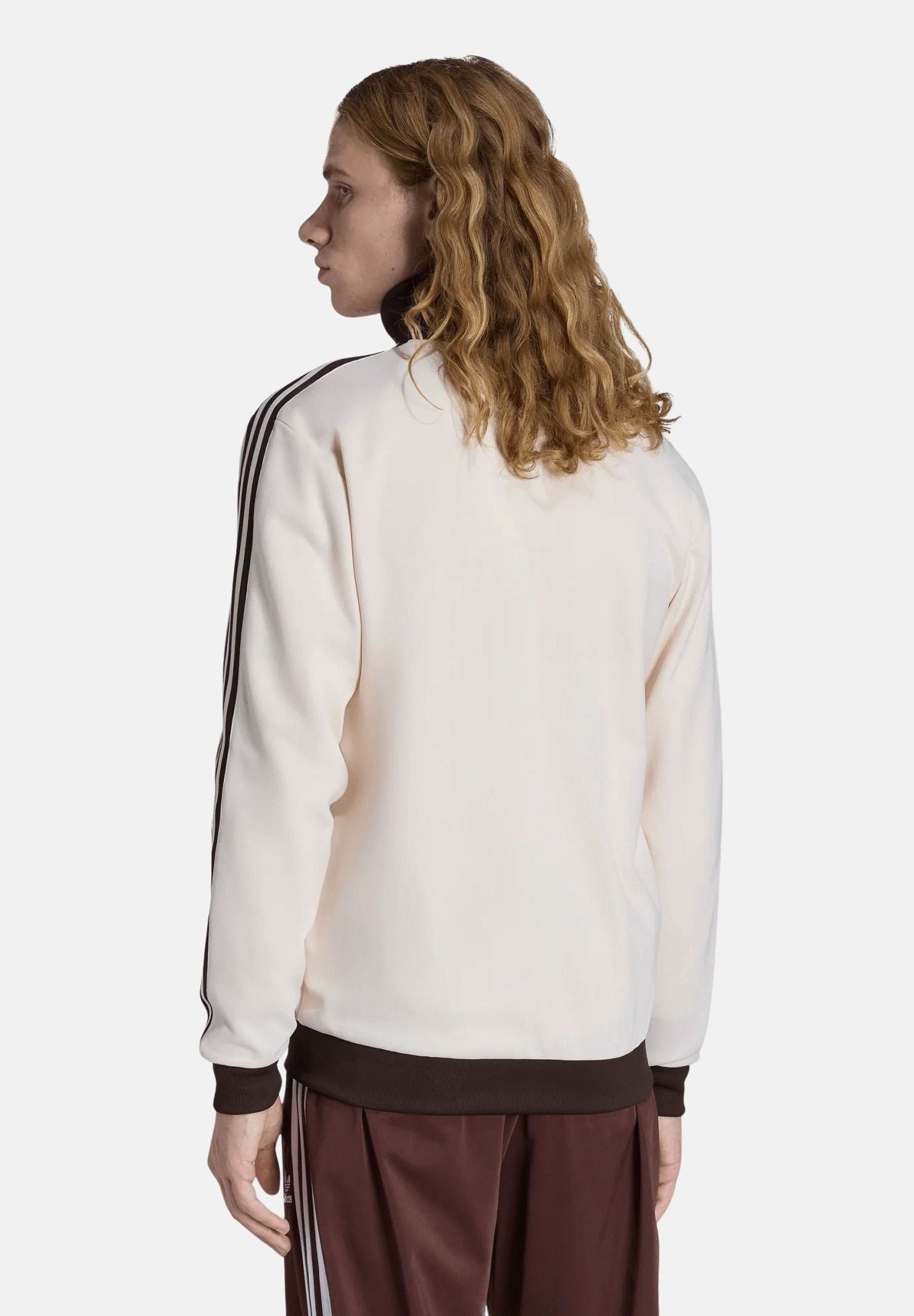 ADIDAS ORIGINALS Felpa con zip BECKENBAUER panna e marrone da uomo KQ9491 . ADIDAS ORIGINALS