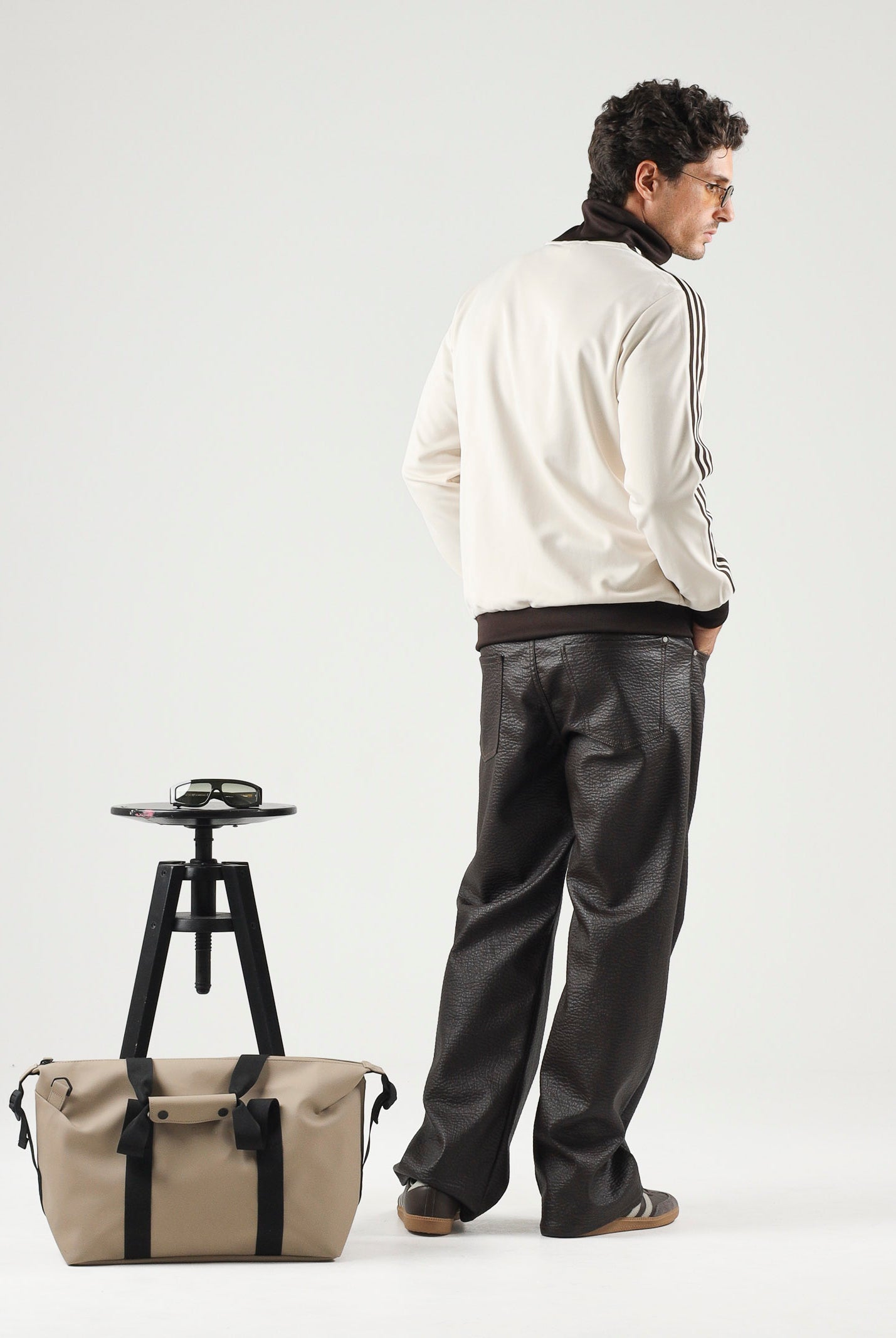 ADIDAS ORIGINALS Felpa con zip BECKENBAUER panna e marrone da uomo KQ9491 . ADIDAS ORIGINALS