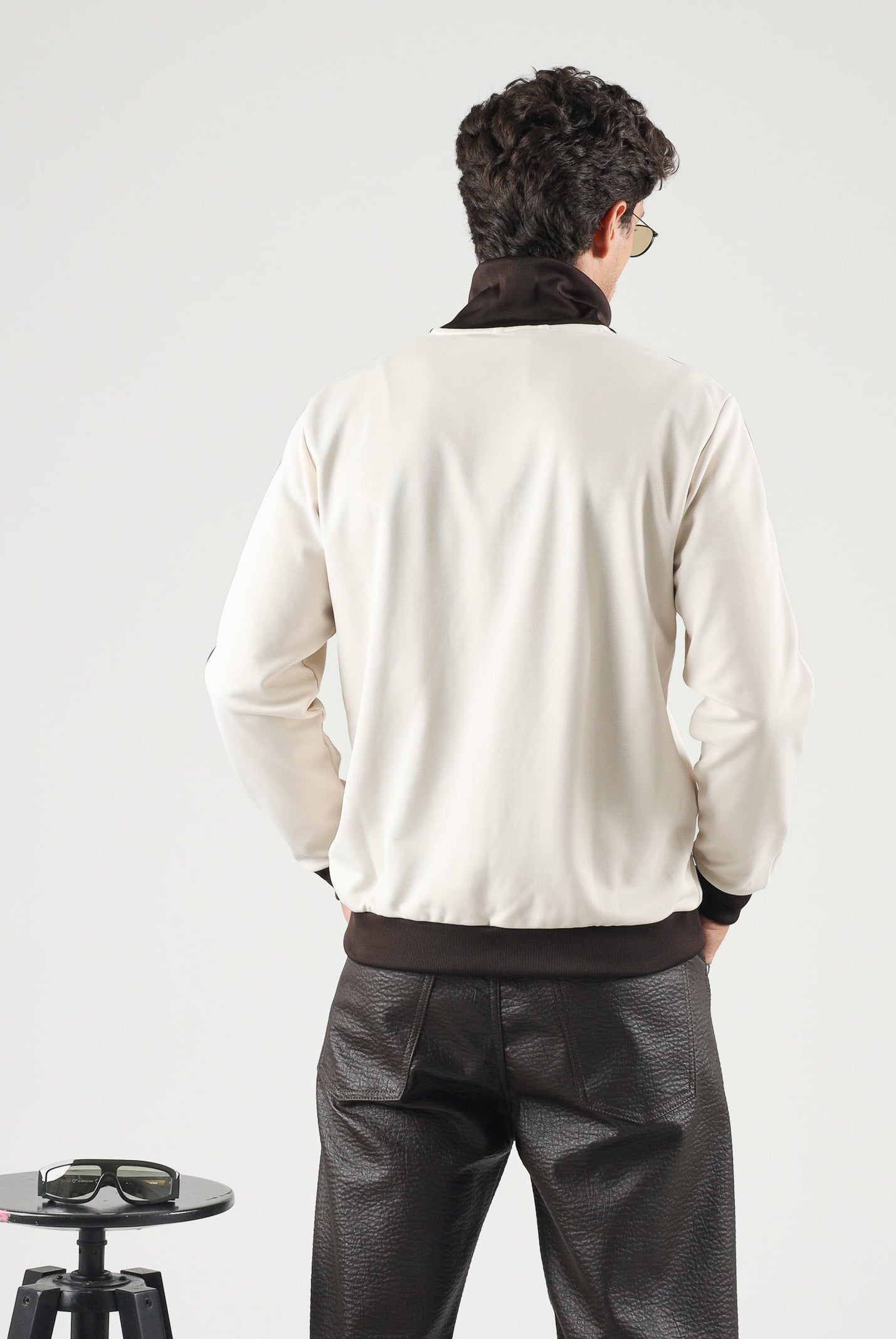 ADIDAS ORIGINALS Felpa con zip BECKENBAUER panna e marrone da uomo KQ9491 . ADIDAS ORIGINALS